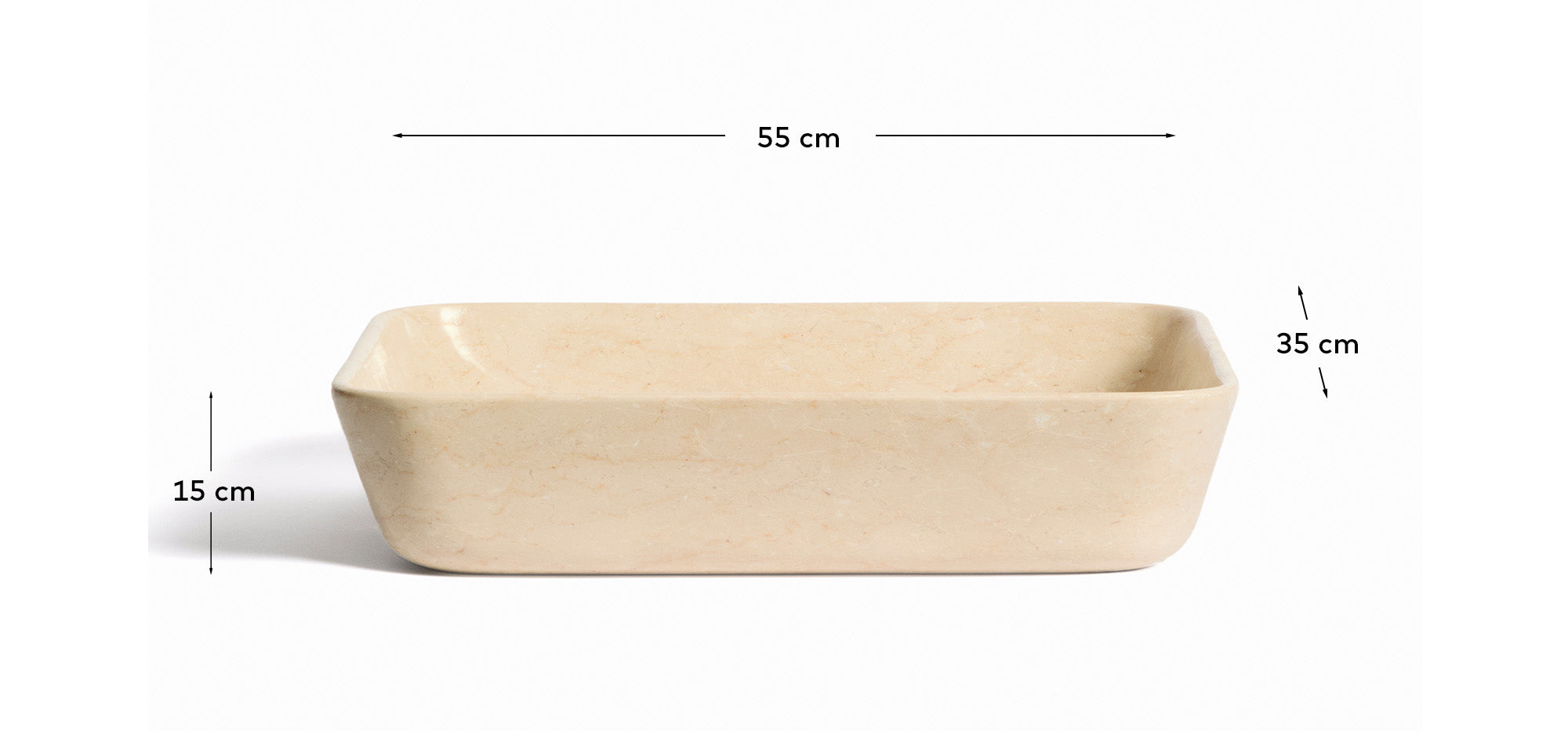 Darnen beige marble countertop washbasin 55 x 35cm - Measurements