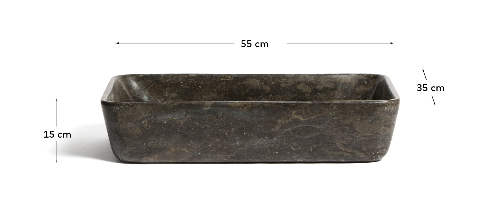 Darnen grey marble countertop washbasin 55 x 35cm - Measurements