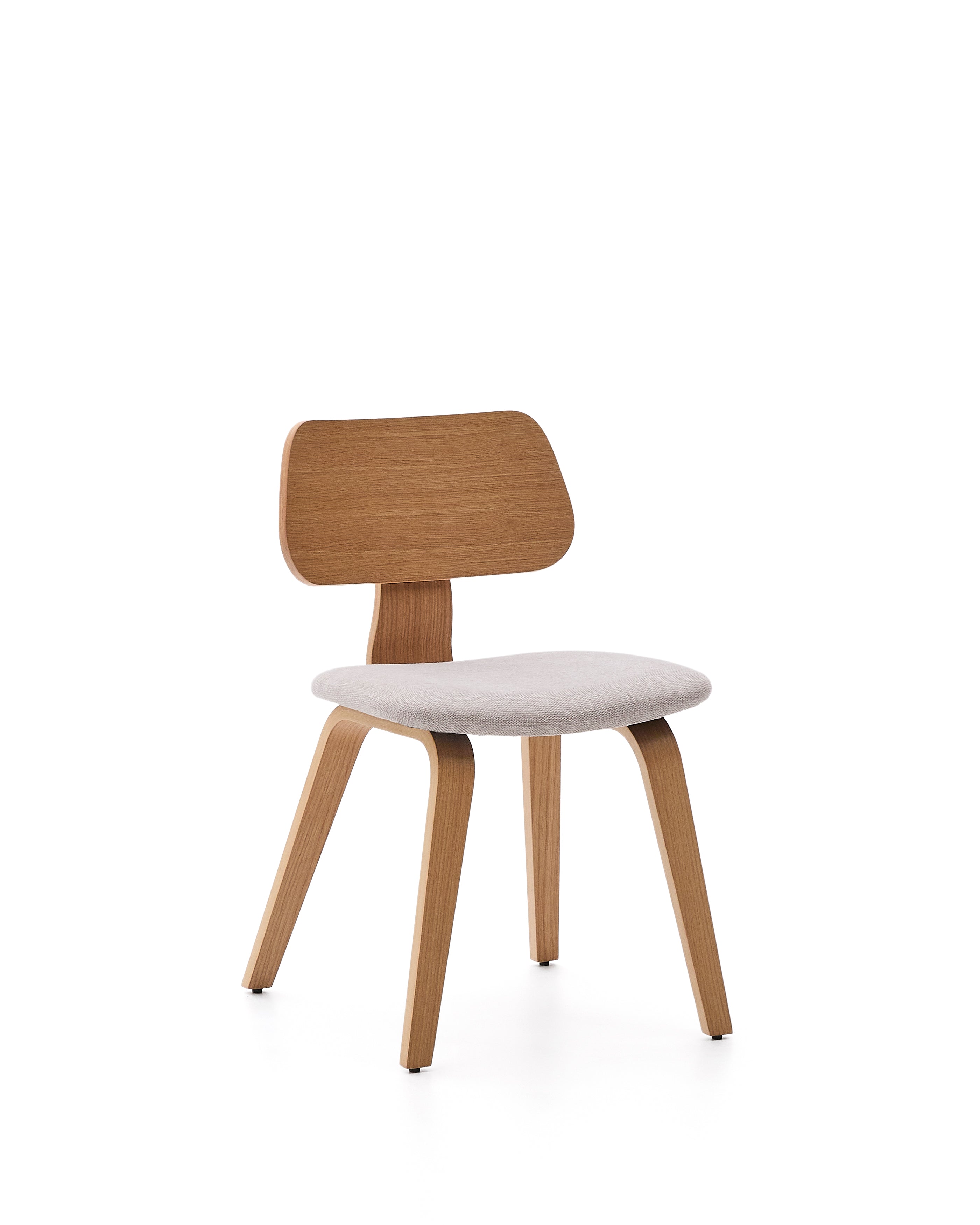Gena chair in oak veneer and beige chenille - Product Image