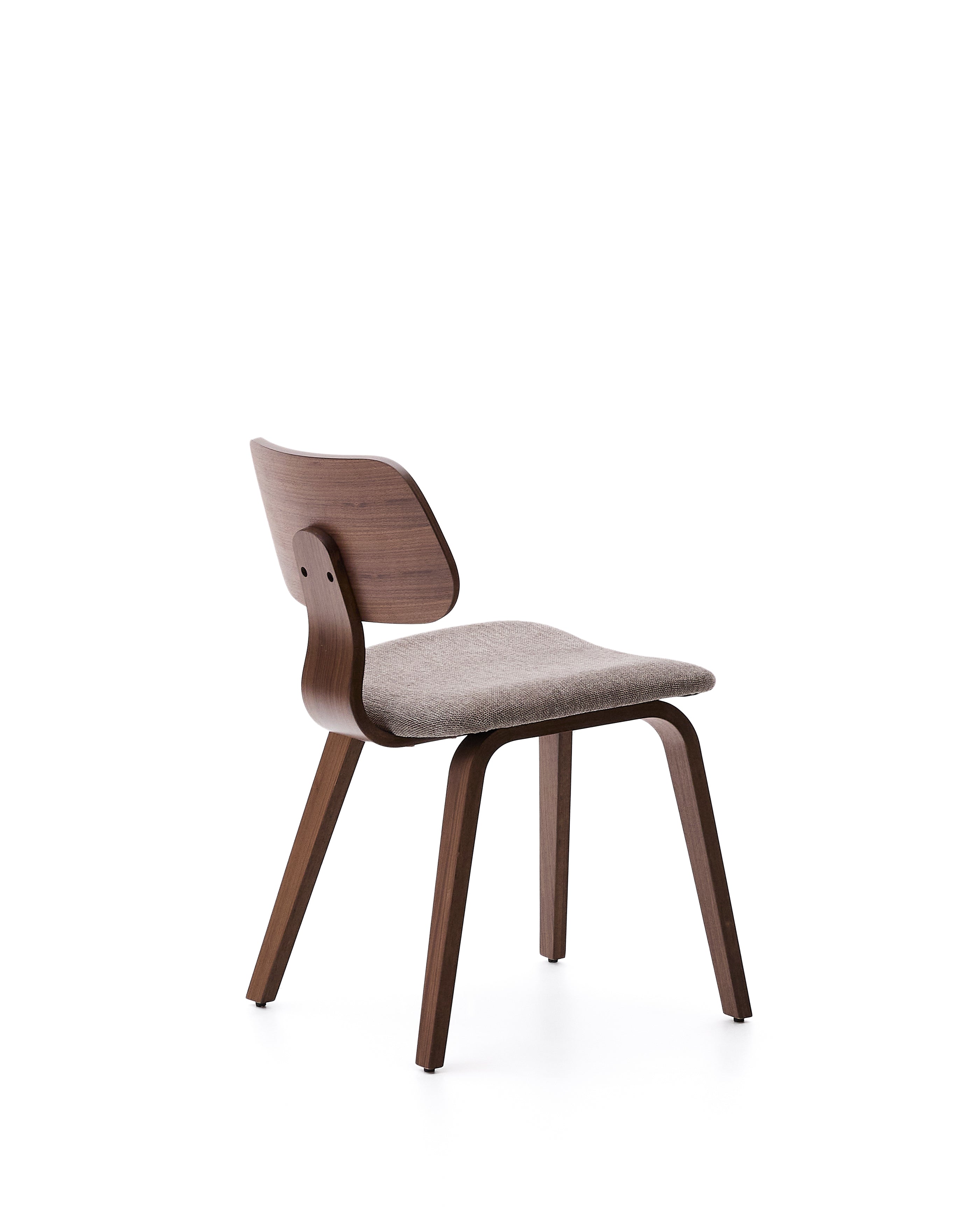 Gena chair in walnut veneer and beige chenille - Product Image
