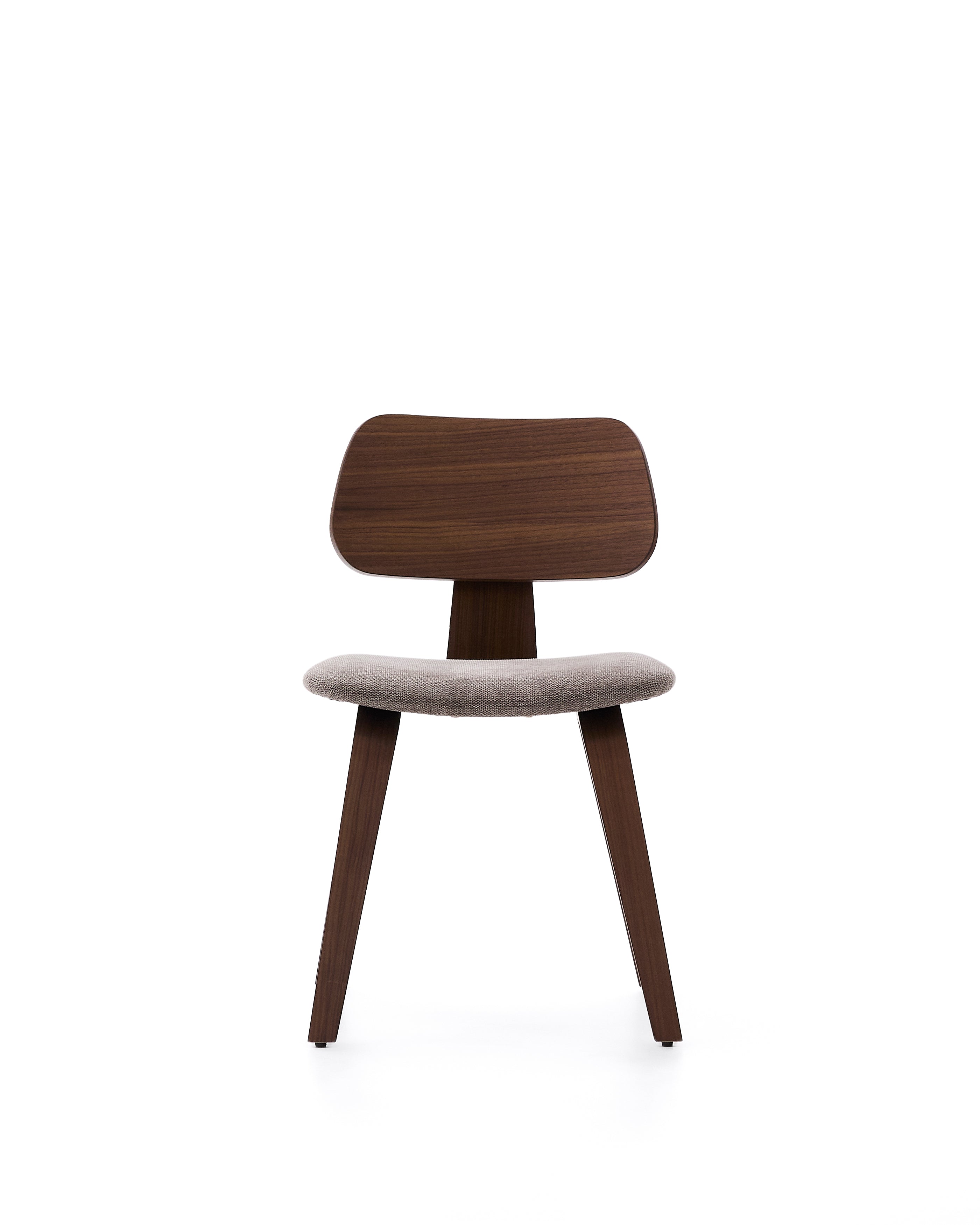 Gena chair in walnut veneer and beige chenille - Product Image