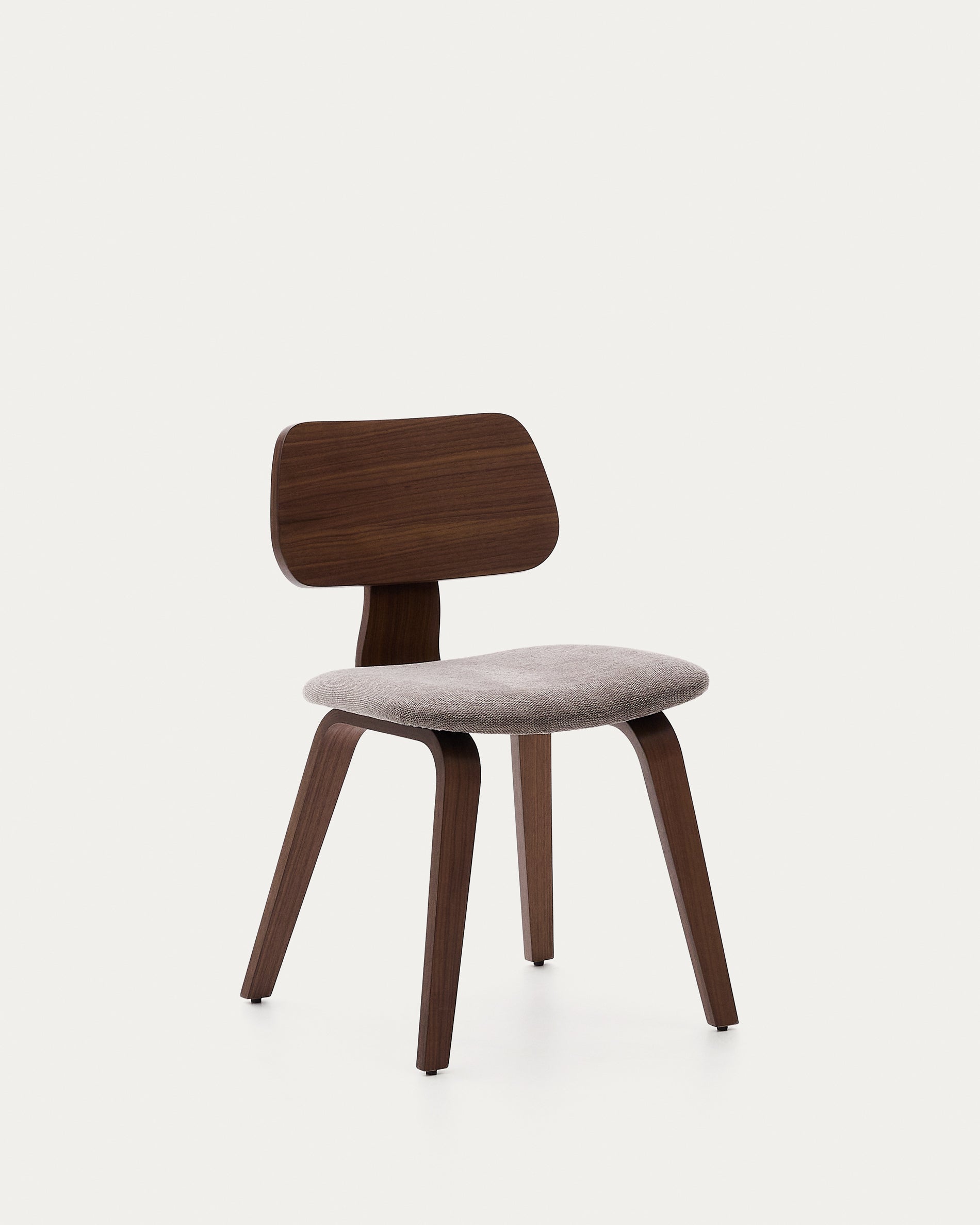 Gena chair in walnut veneer and beige chenille - Product View
