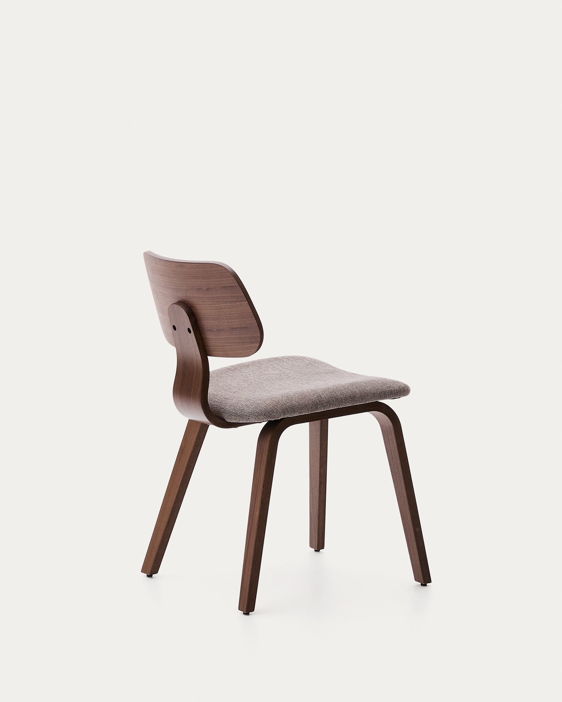 Gena chair in walnut veneer and beige chenille - Product View