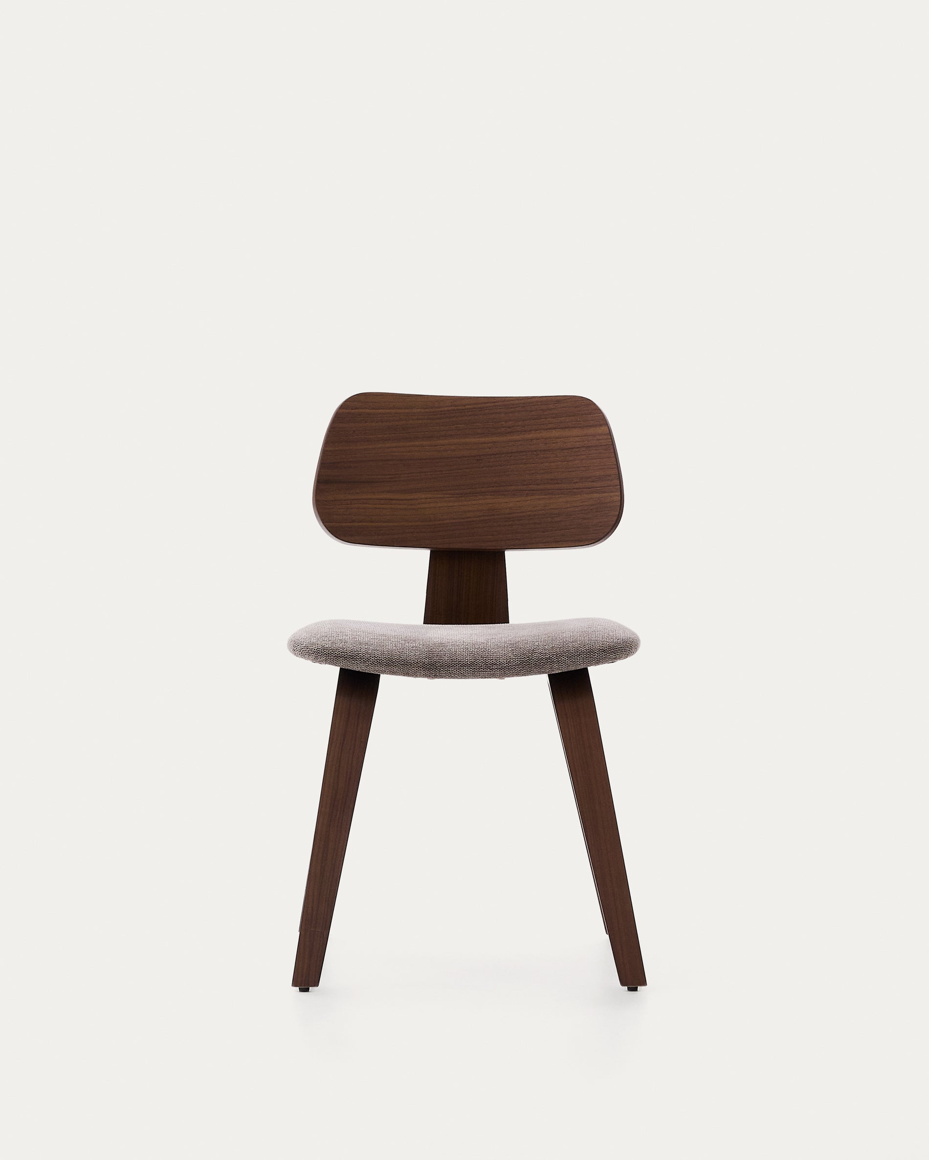Gena chair in walnut veneer and beige chenille - Product View