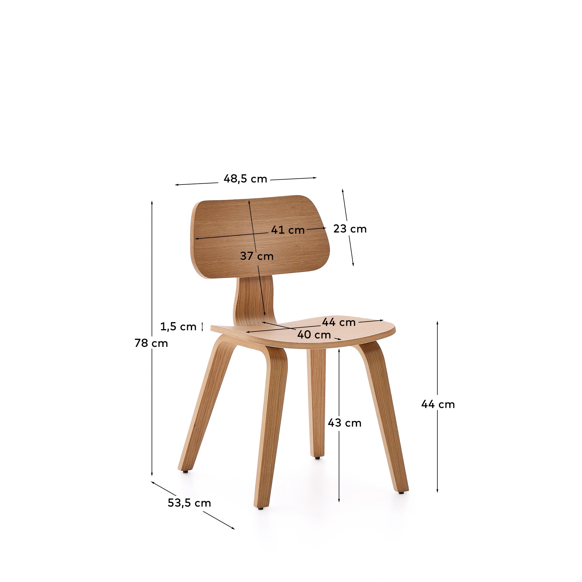 Gena chair in oak veneer - Measurements