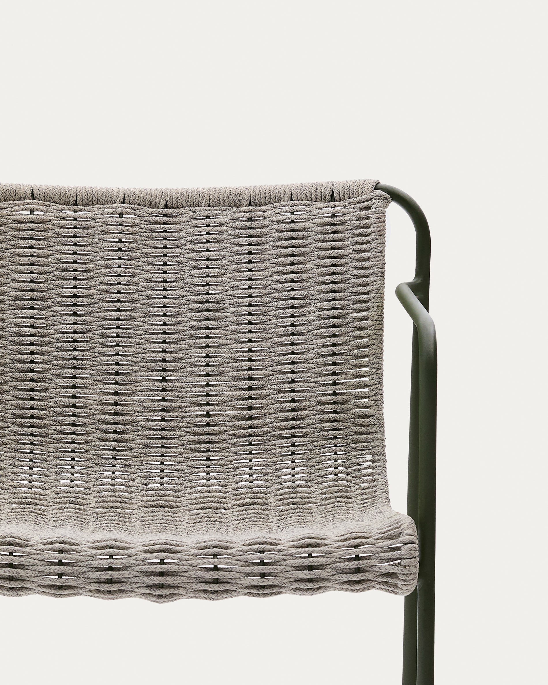 Maurina stool in green galvanised steel and ecru and grey rope cord 64,5cm - Detail