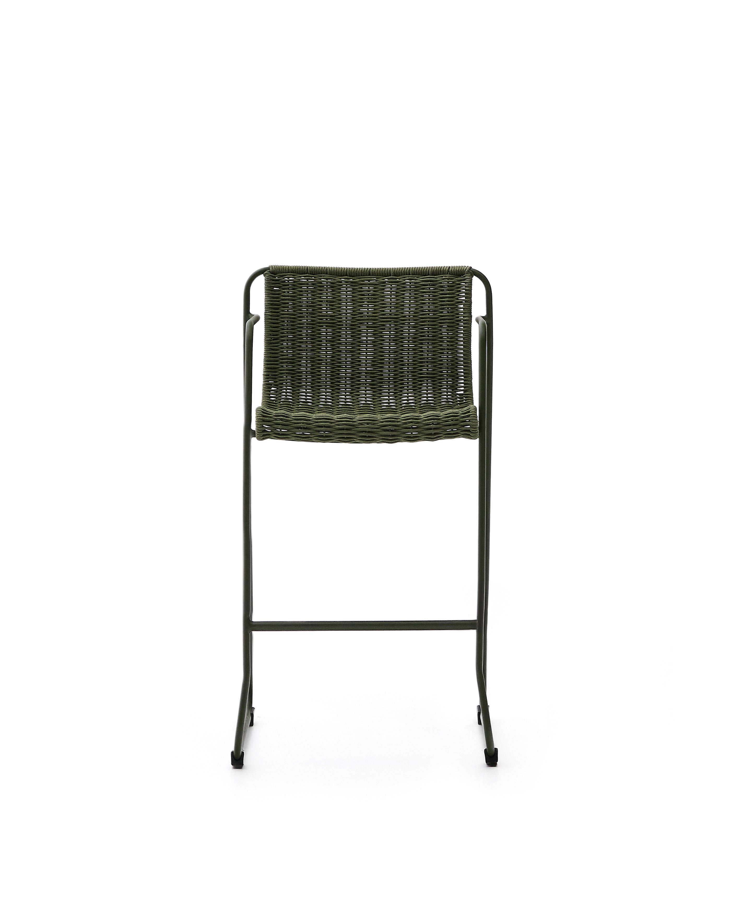 Maurina stackable stool in green galvanised steel and green rope cord 74,5cm - Product Image