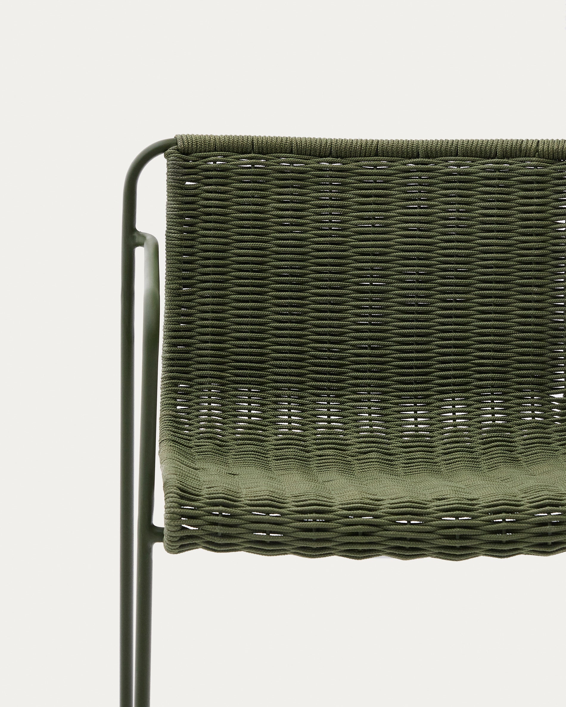Maurina stackable stool in green galvanised steel and green rope cord 74,5cm - Detail