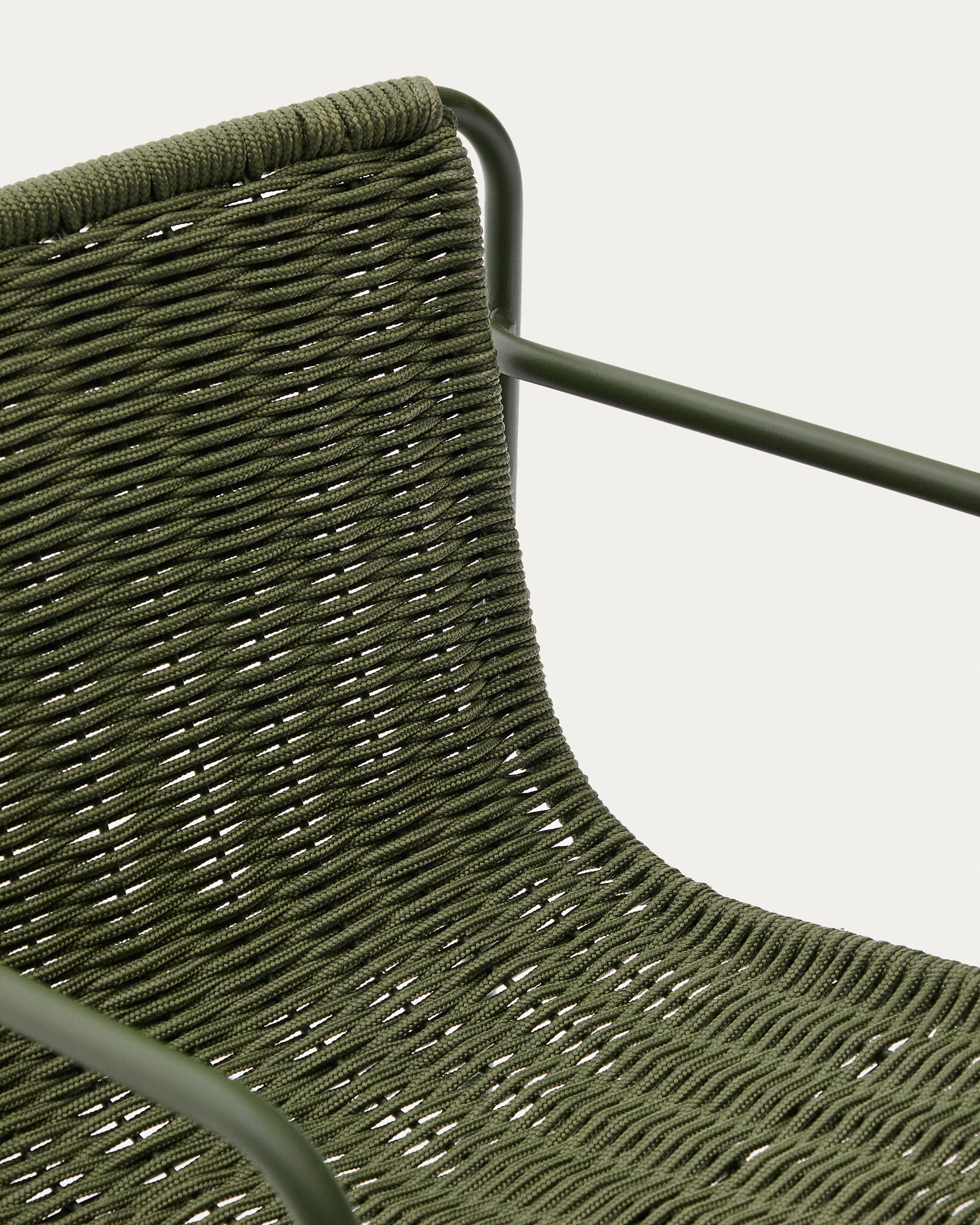 Maurina stackable stool in green galvanised steel and green rope cord 74,5cm - Detail