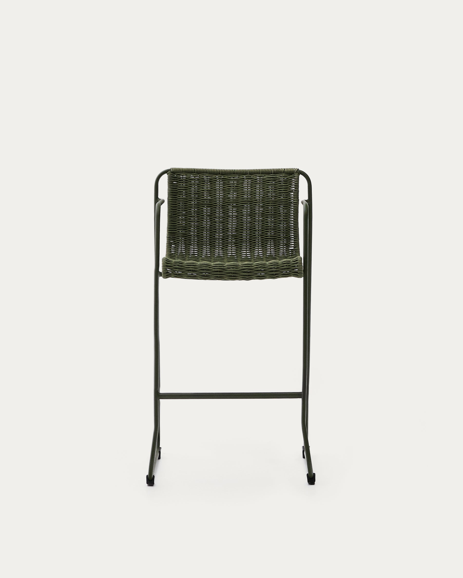 Maurina stackable stool in green galvanised steel and green rope cord 74,5cm - Product View