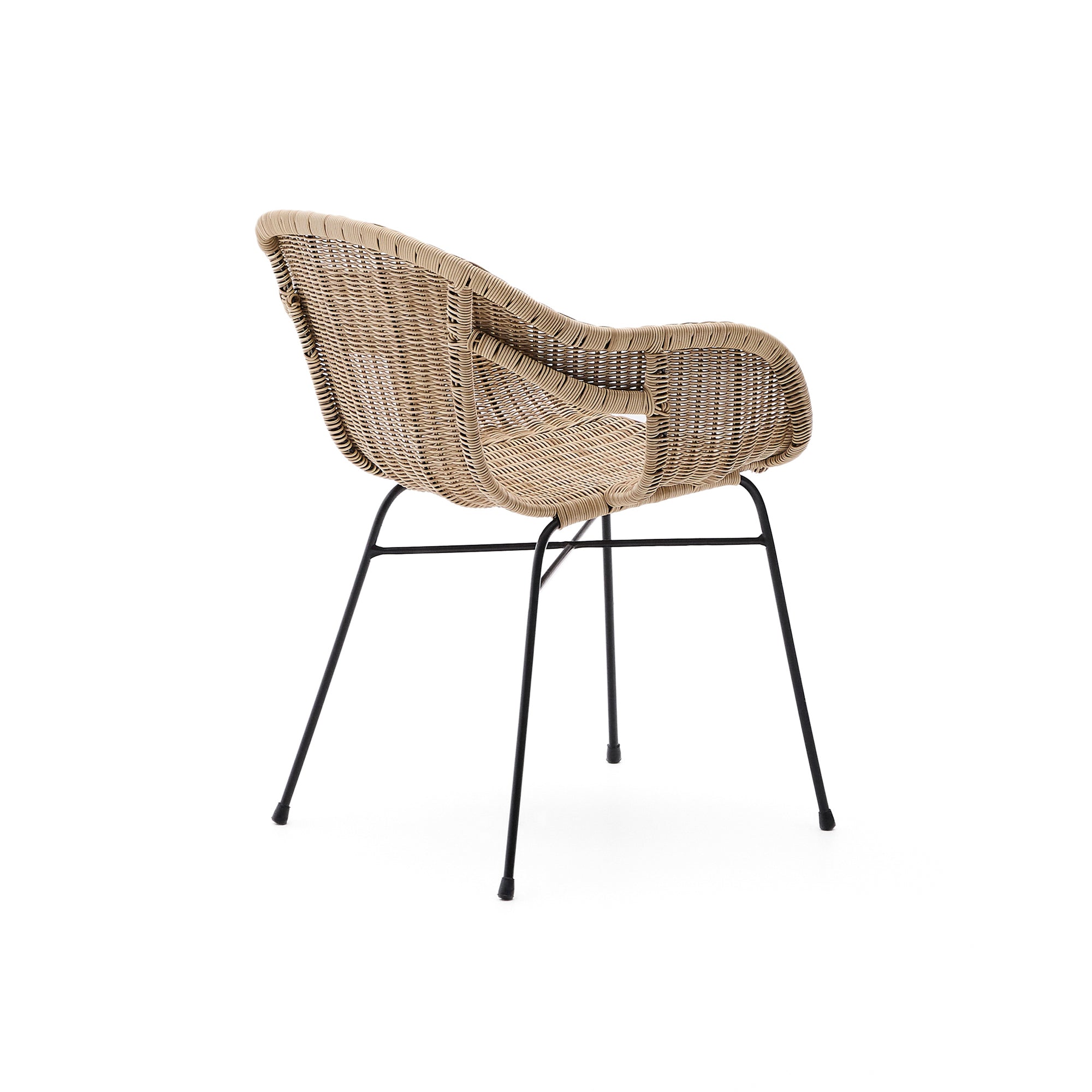 Eltiera stackable chair made of synthetic rattan with black steel structure