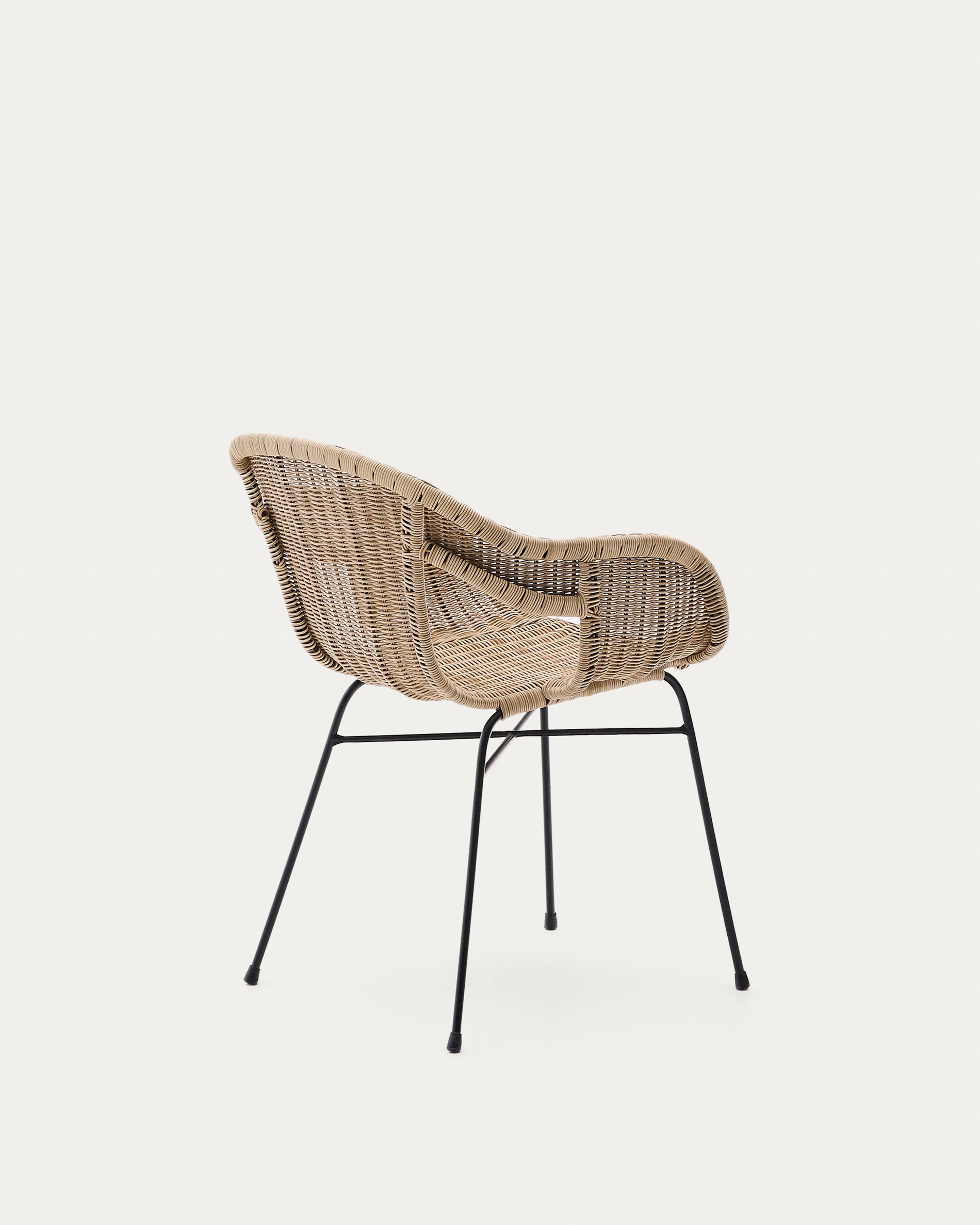 Eltiera stackable chair made of synthetic rattan with black steel structure