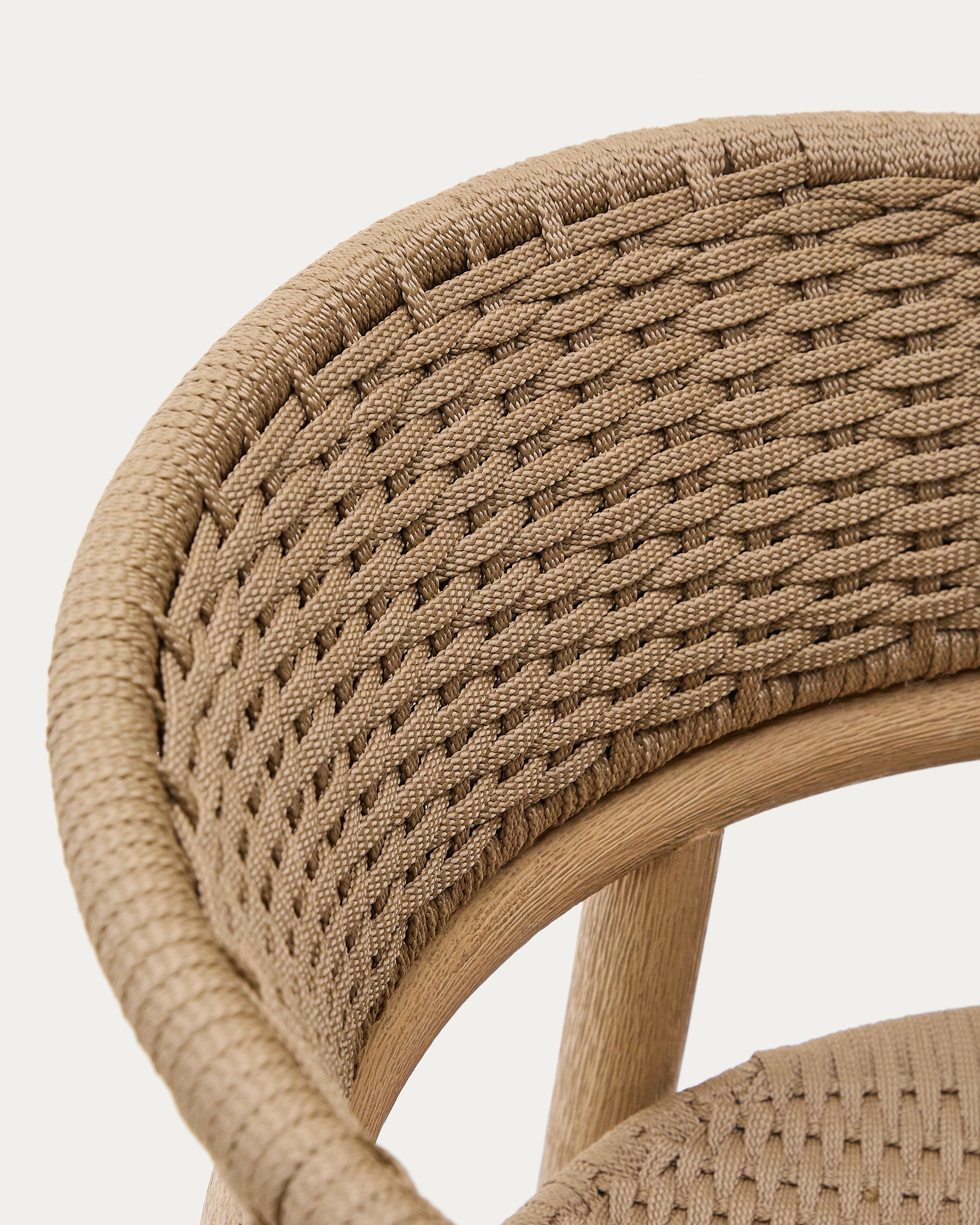 Arinella stool in FSC 100% solid acacia wood with natural finish and beige rope cord 75cm - Detail