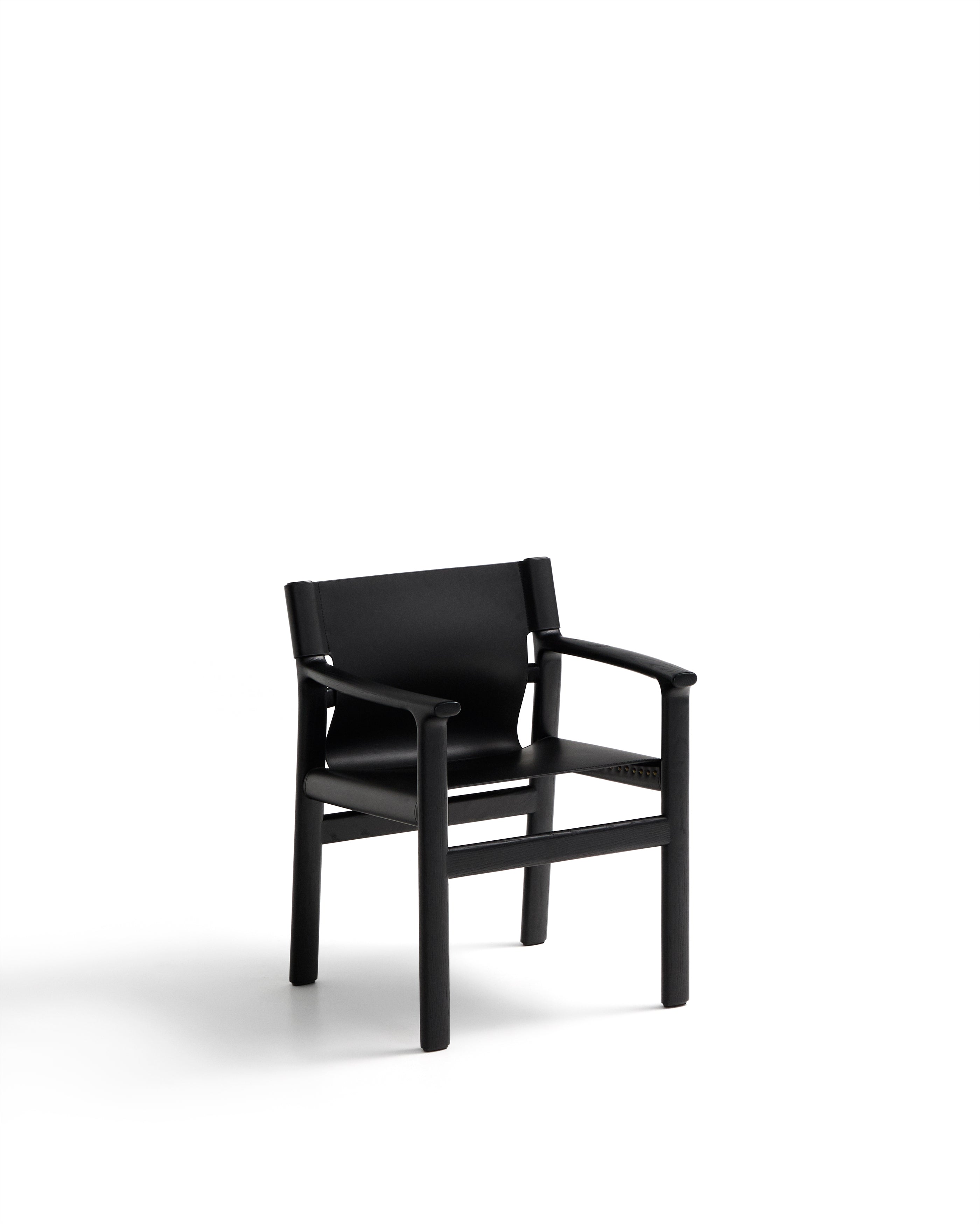 Jan chair made of black recycled leather fibres and FSC 100% solid ash wood with black finish - Product Image