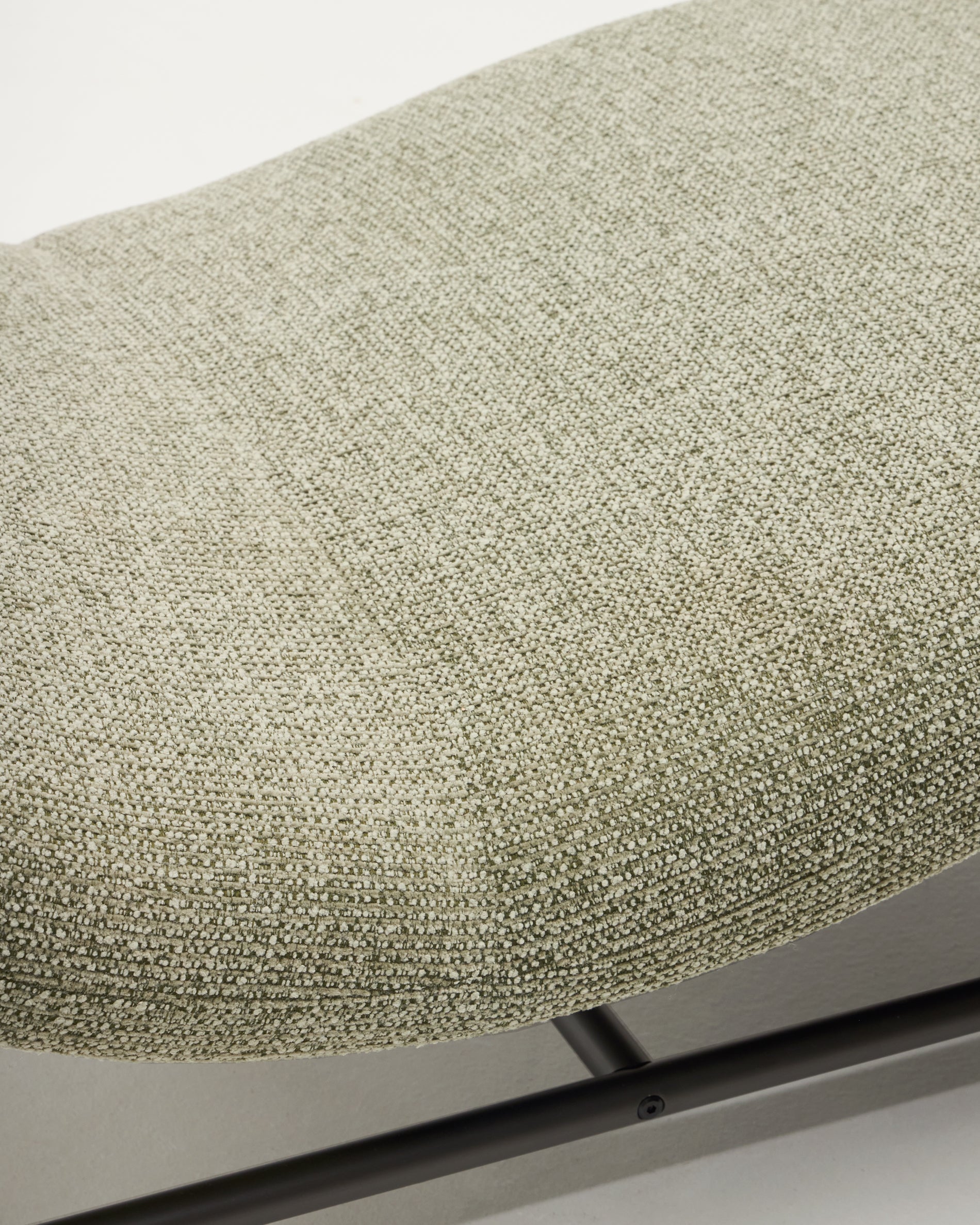 Osla divan in green chenille with brushed graphite stainless steel legs 174 cm - Detail