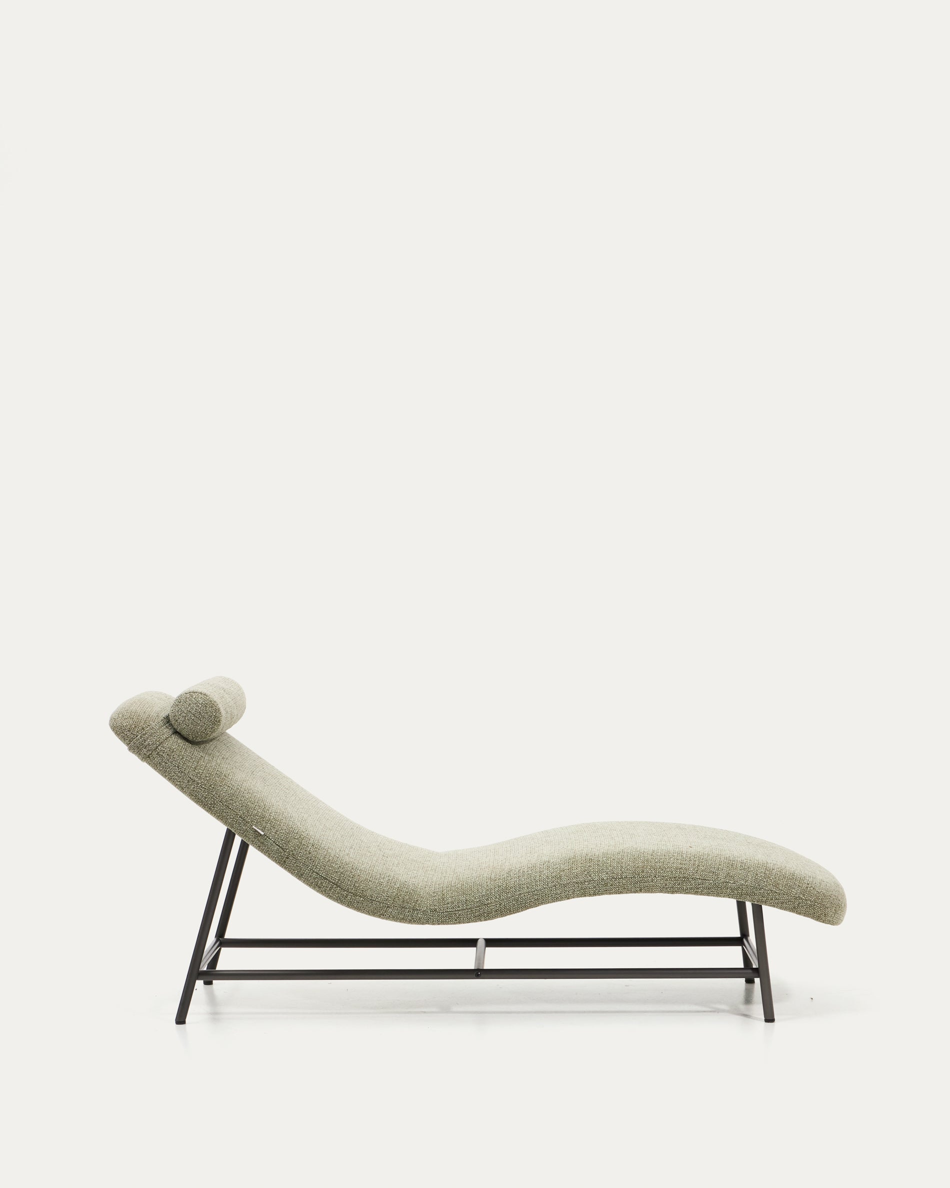 Osla divan in green chenille with brushed graphite stainless steel legs 174 cm - Product View