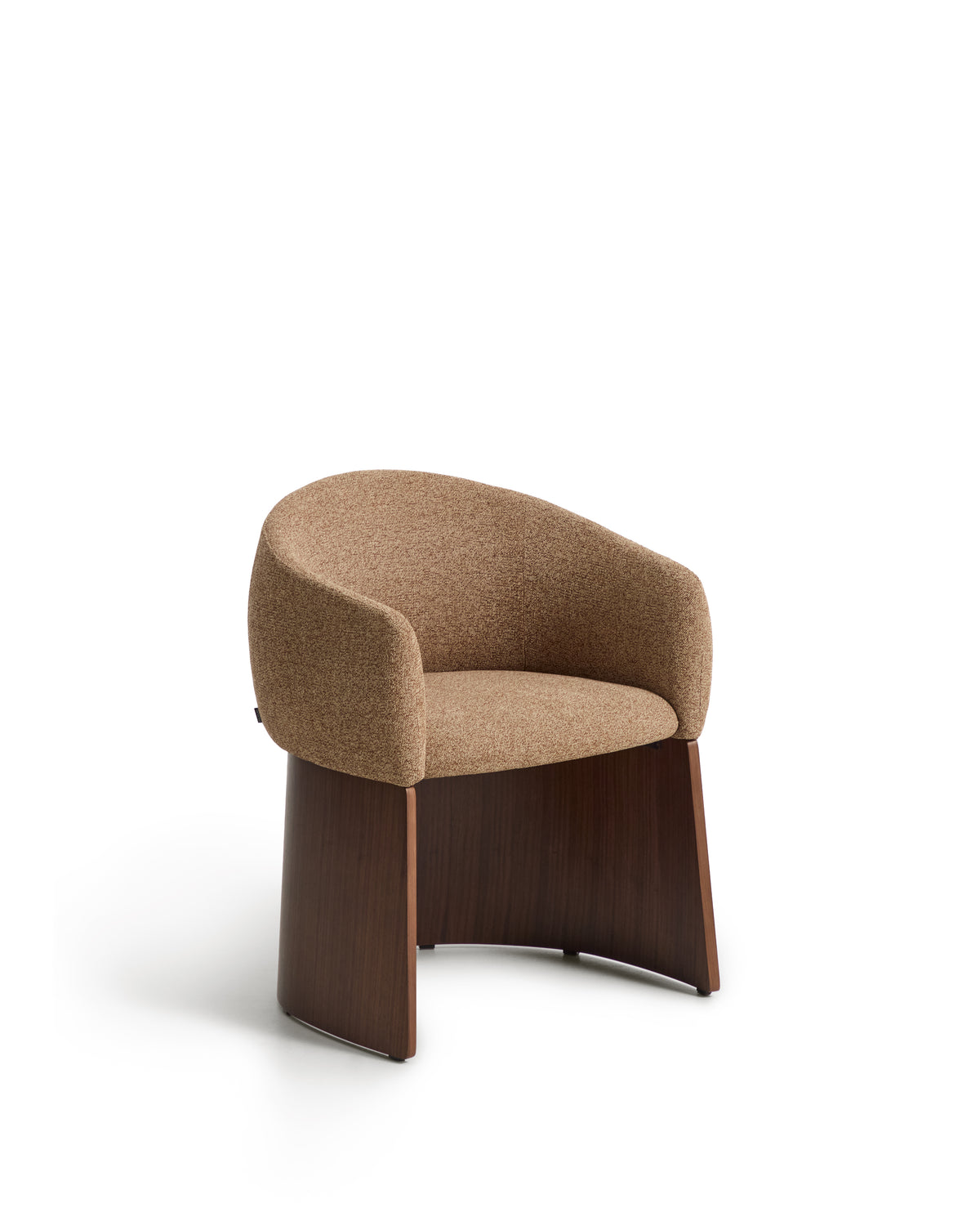 Bosca chair in brown chenille and walnut veneer FSC 100% - Product Image