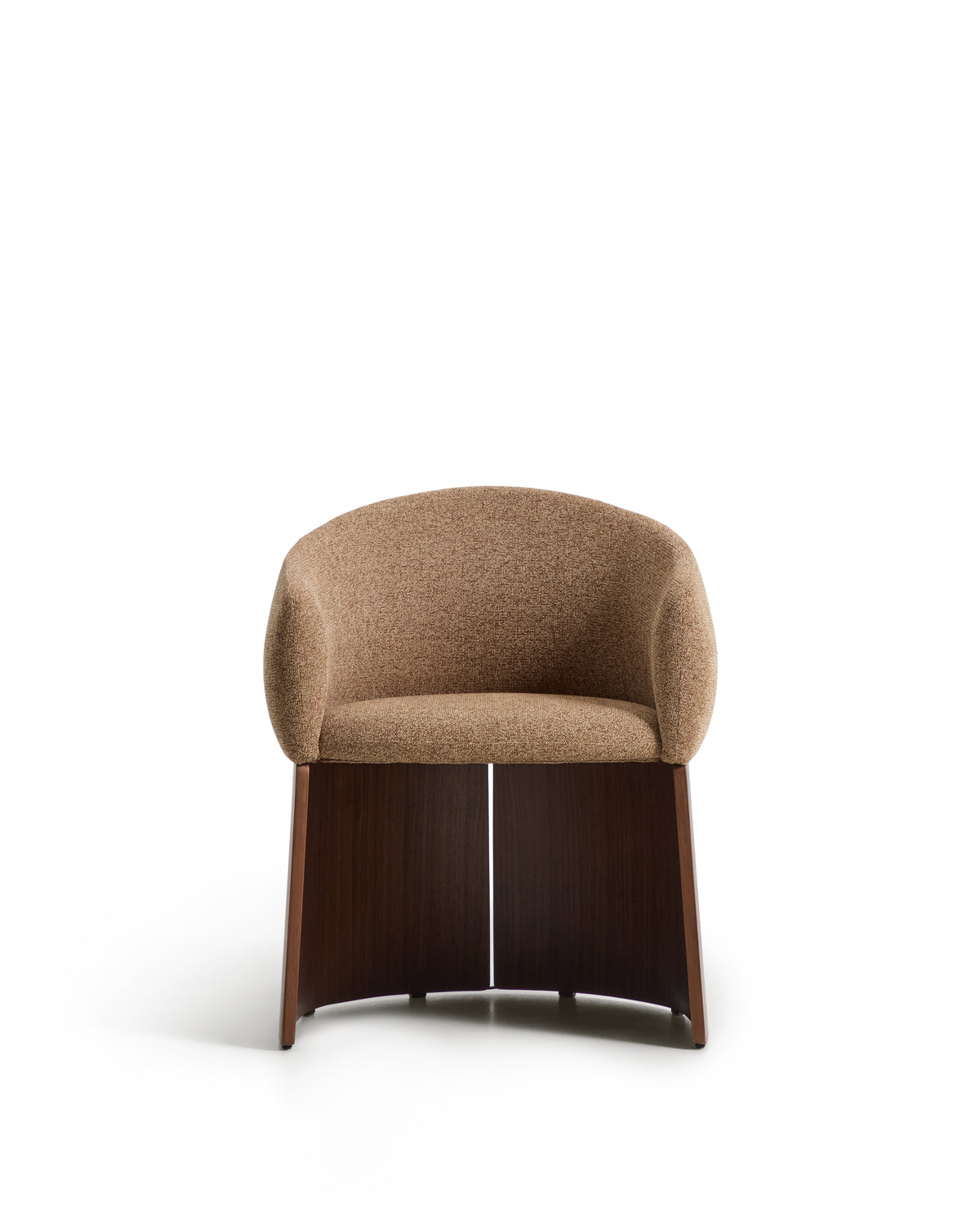 Bosca chair in brown chenille and walnut veneer FSC 100% - Product Image