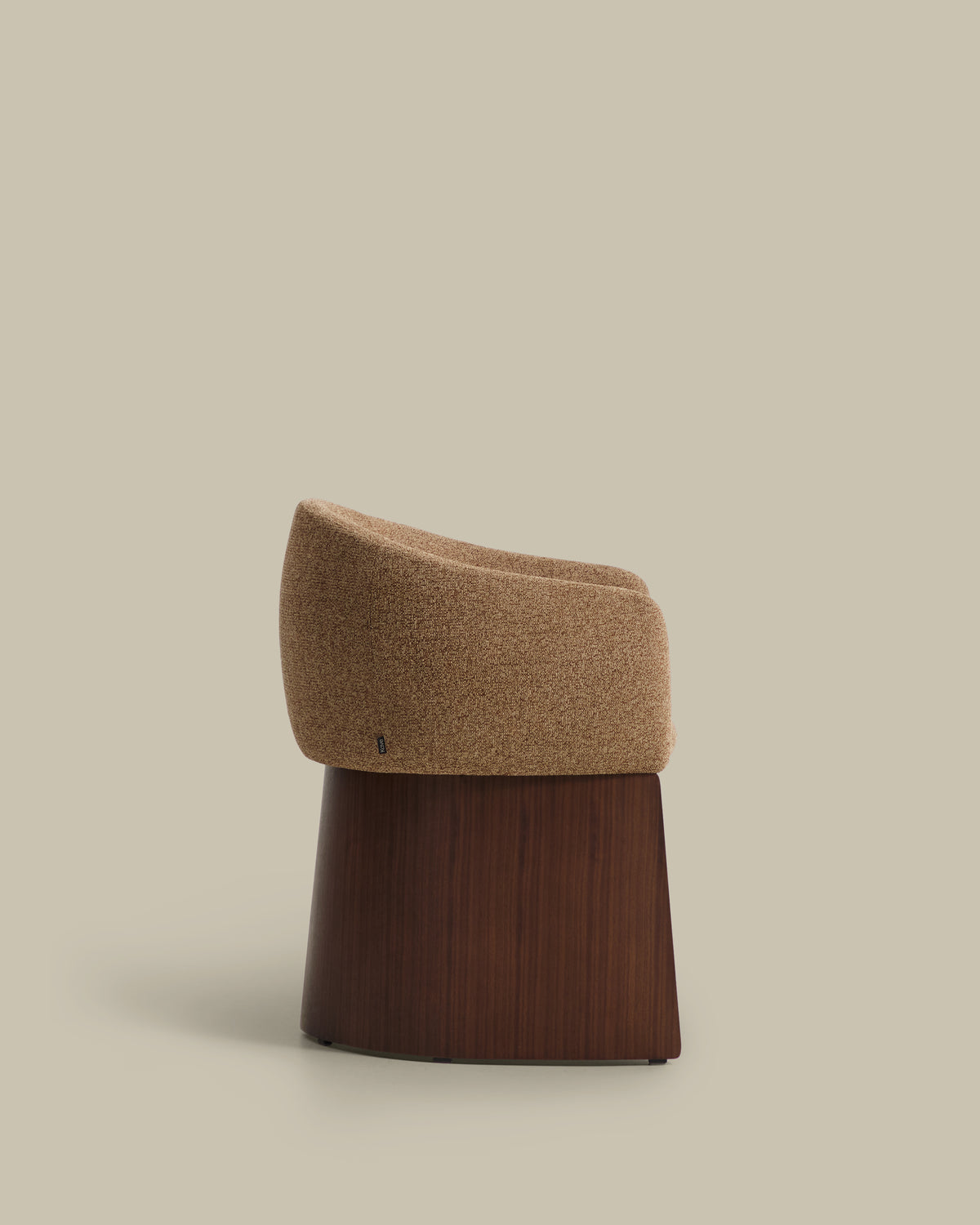 Bosca chair in brown chenille and walnut veneer FSC 100% - Product View