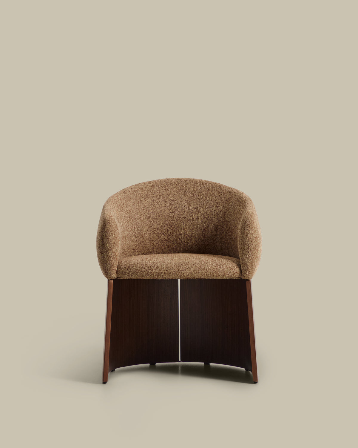 Bosca chair in brown chenille and walnut veneer FSC 100% - Product View