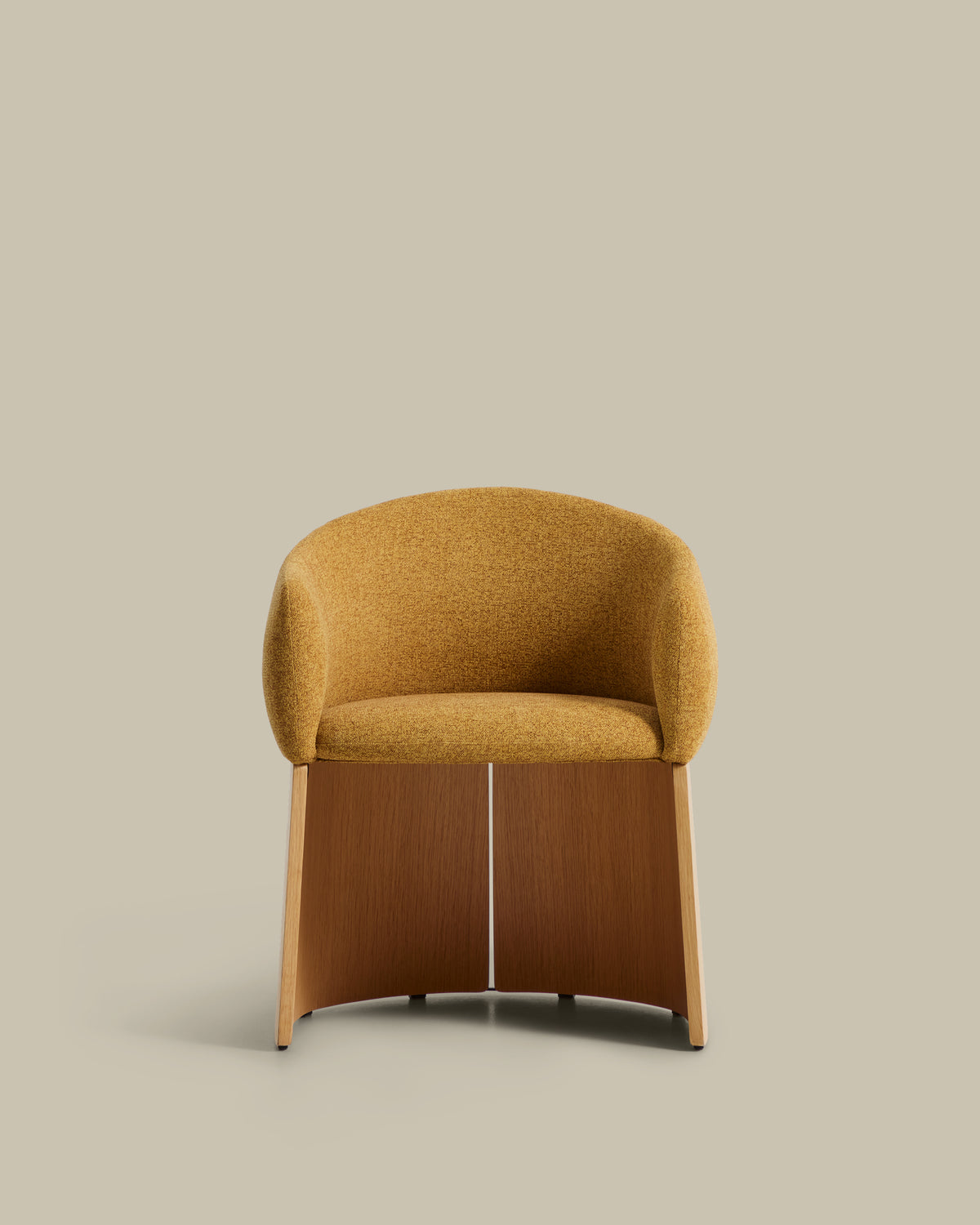 Bosca chair in ochre chenille and oak veneer FSC 100% - Product View