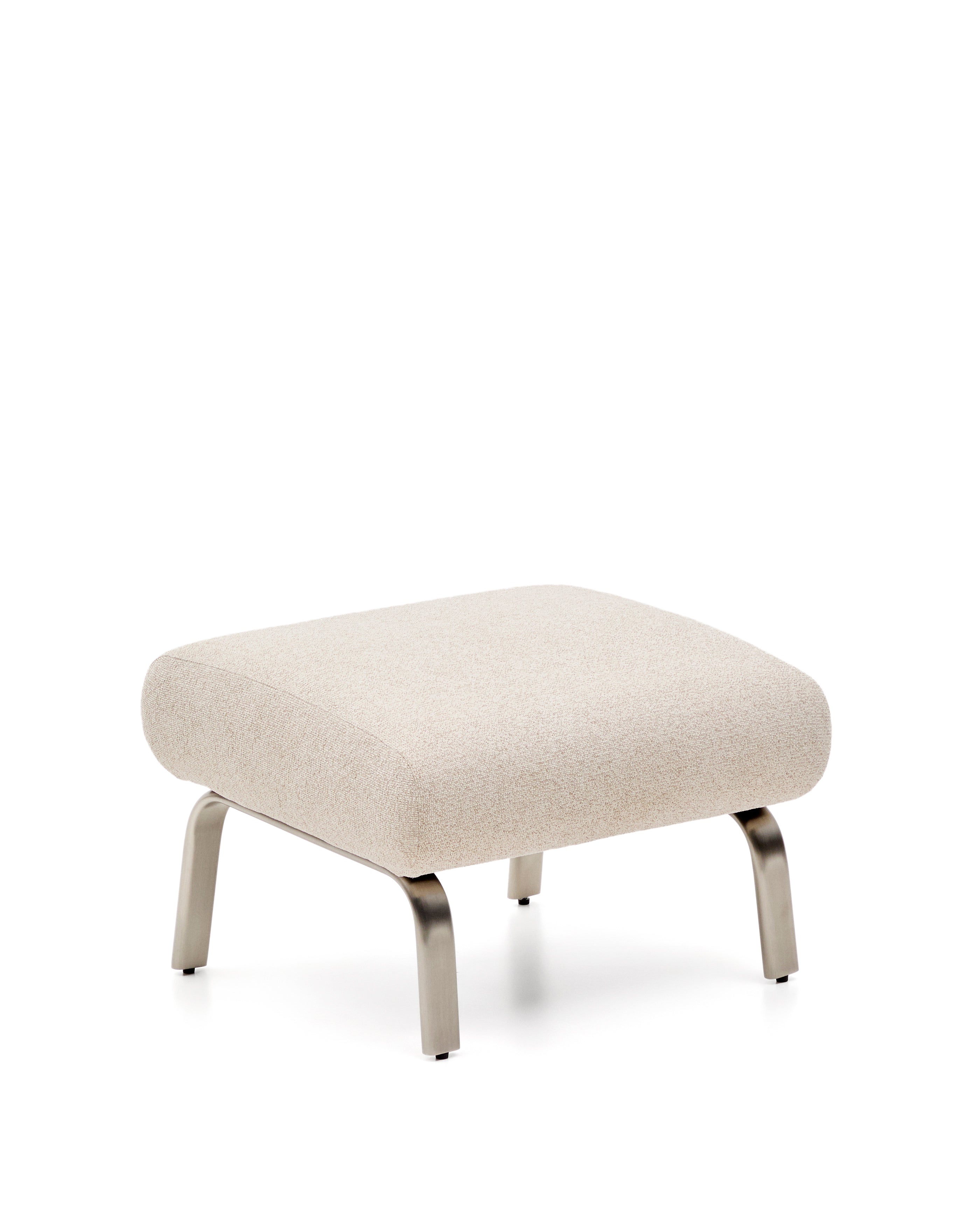 Amsen beige footrest with brushed stainless steel legs 68 x 55 cm - Product Image