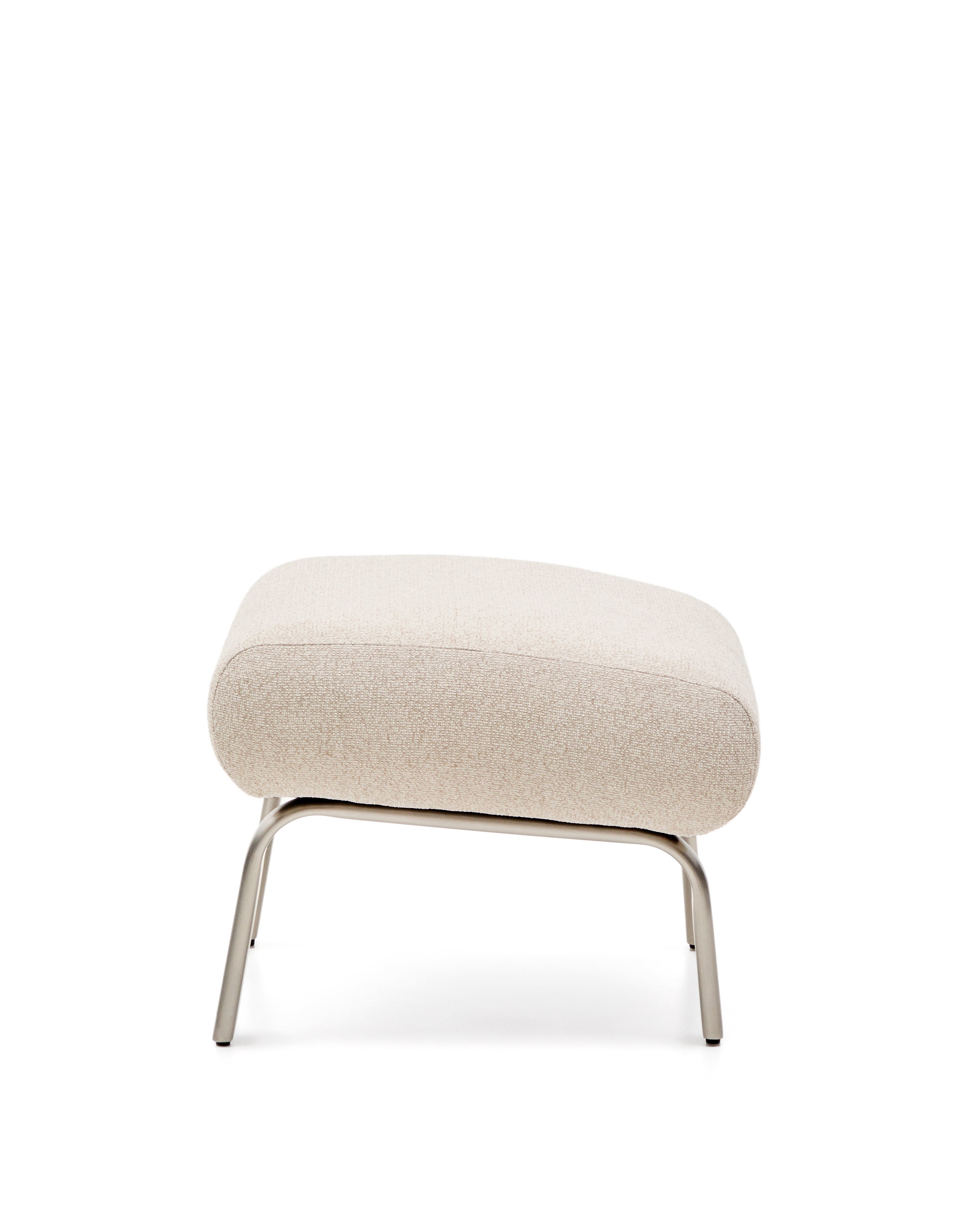 Amsen beige footrest with brushed stainless steel legs 68 x 55 cm - Product Image