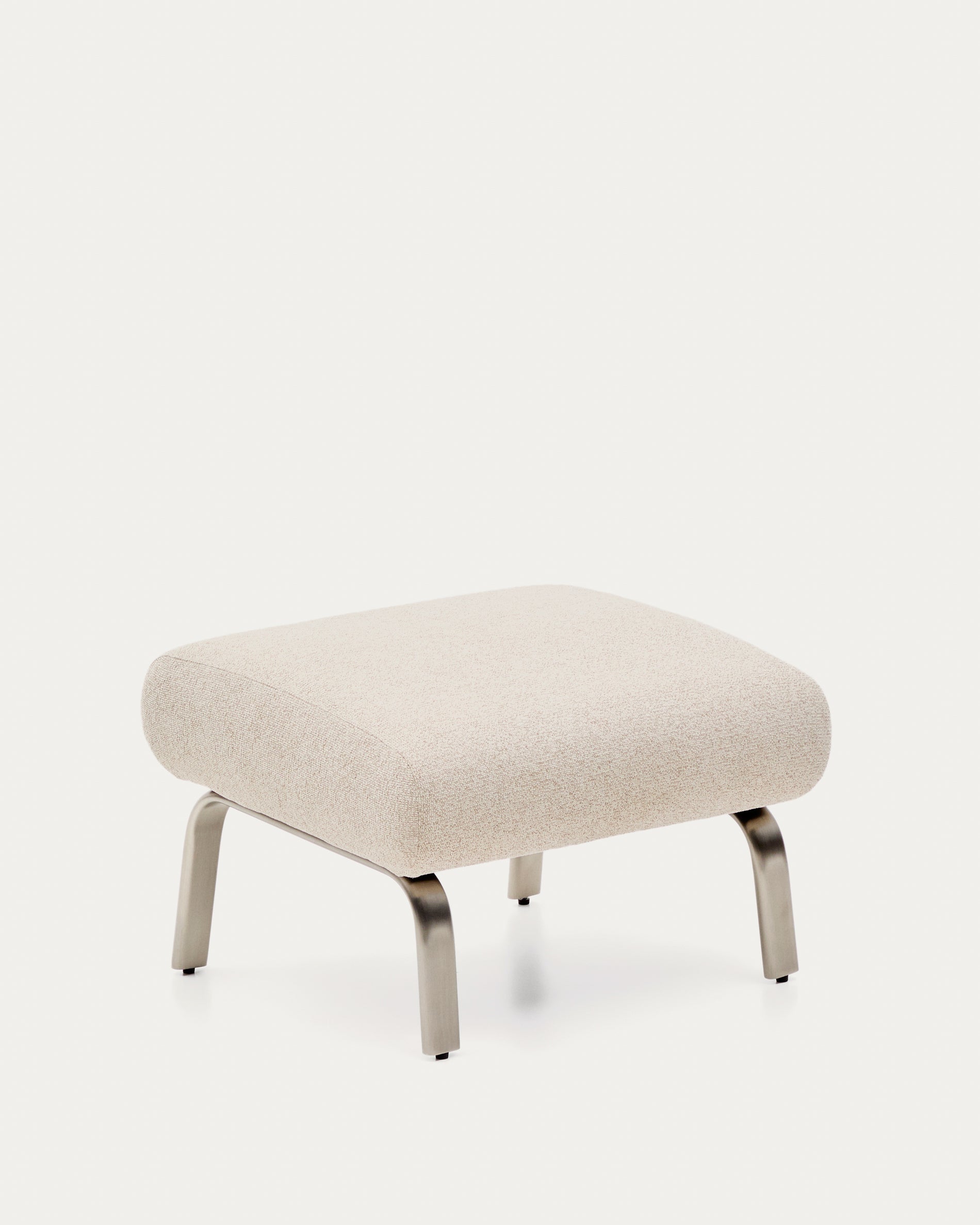 Amsen beige footrest with brushed stainless steel legs 68 x 55 cm - Product View
