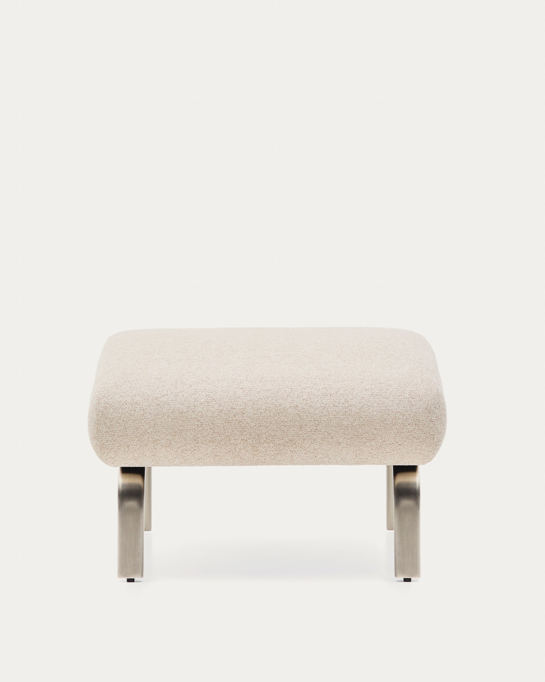 Amsen beige footrest with brushed stainless steel legs 68 x 55 cm - Product View
