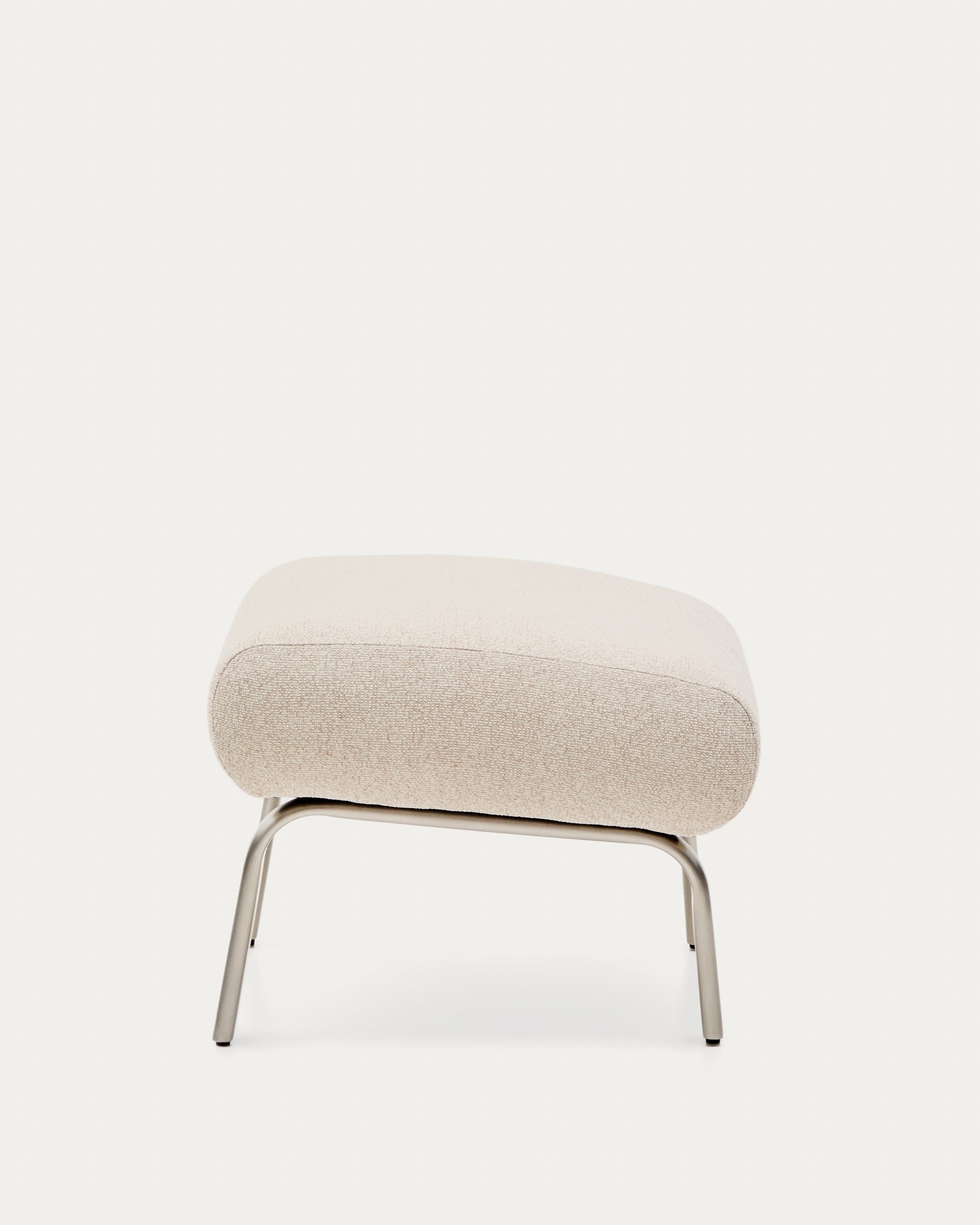 Amsen beige footrest with brushed stainless steel legs 68 x 55 cm - Product View
