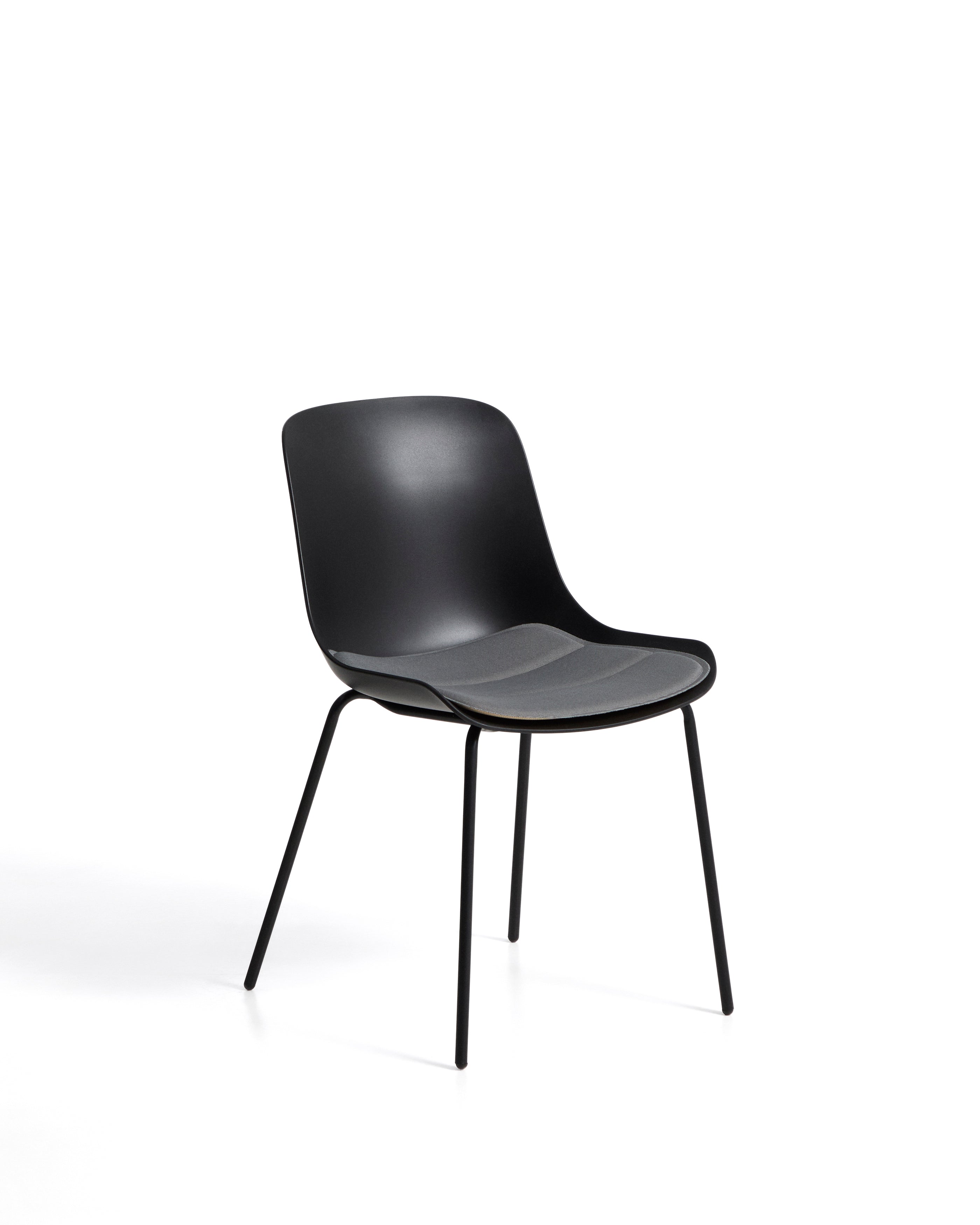 Altea black chair with black-finished steel legs - Product Image