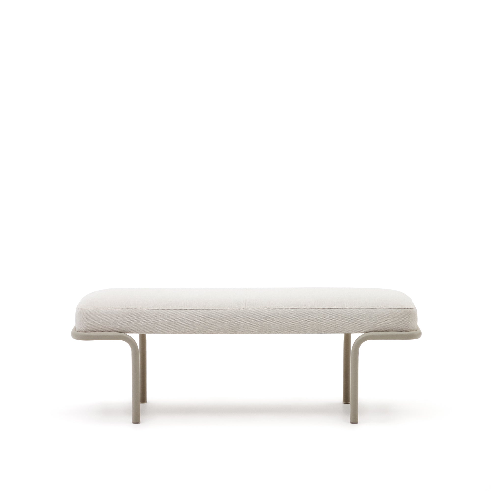 Compo bench in beige chenille and beige metal structure, 130 cm - Product Image