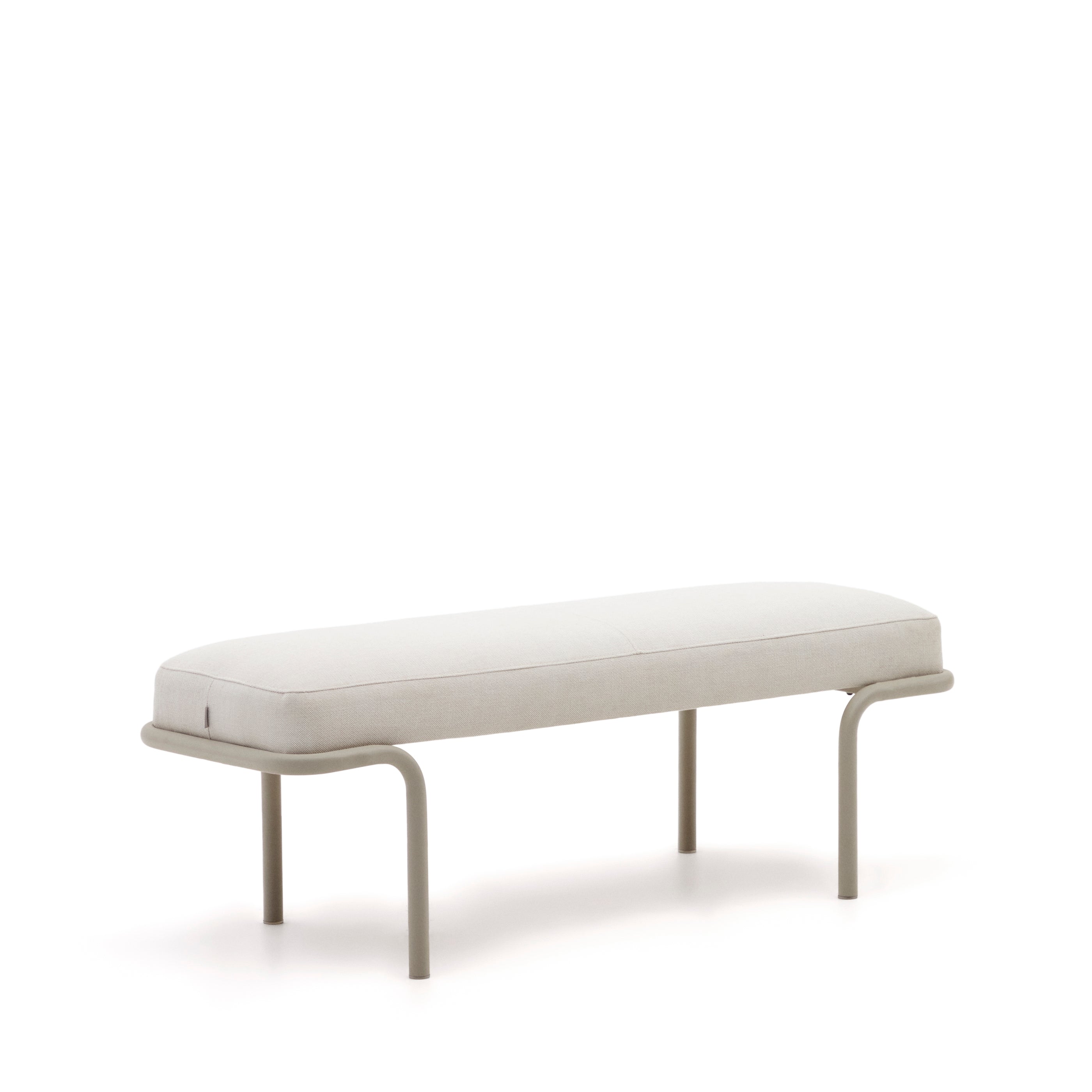 Compo bench in beige chenille and beige metal structure, 130 cm - Product Image