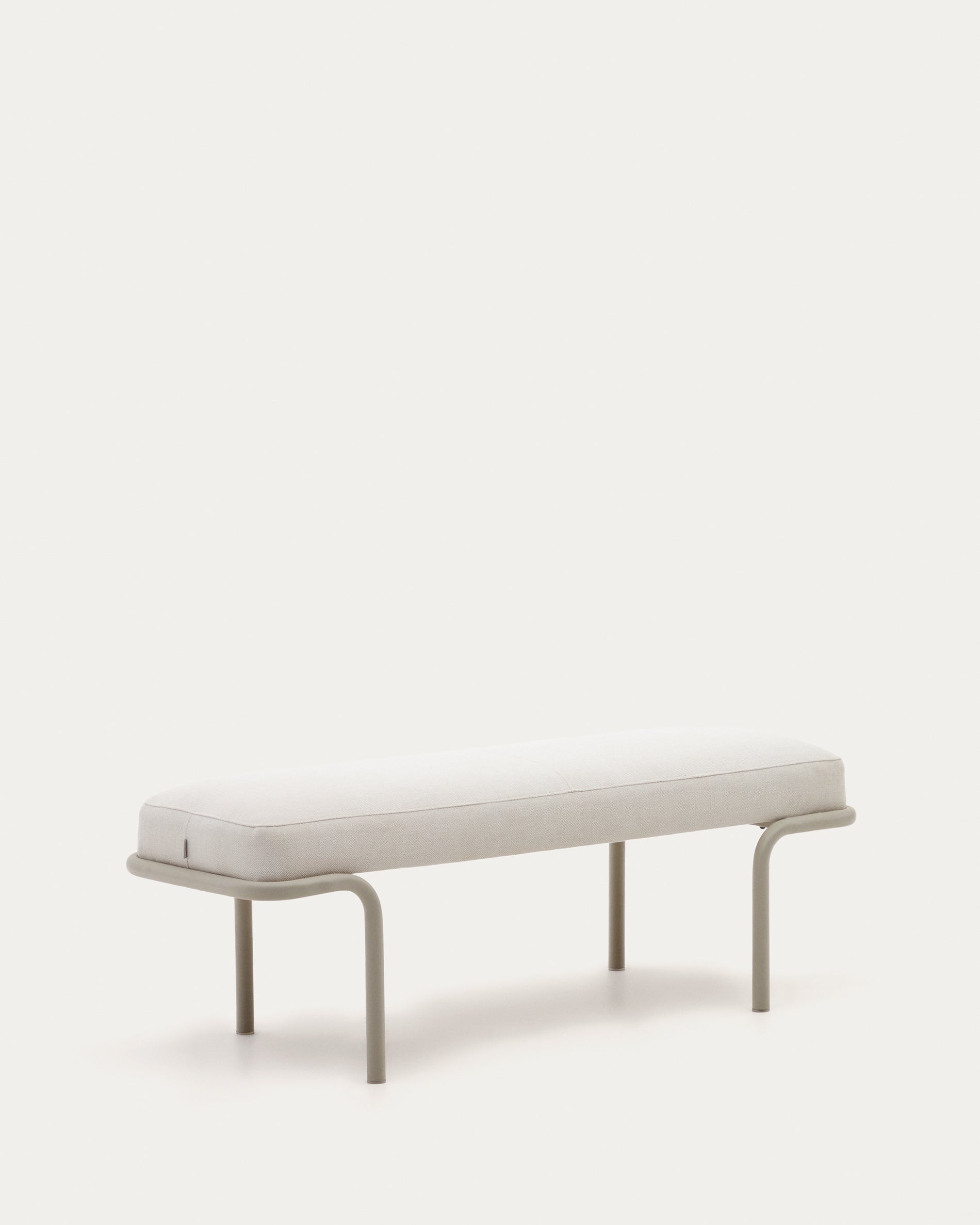 Compo bench in beige chenille and beige metal structure, 130 cm - Product View