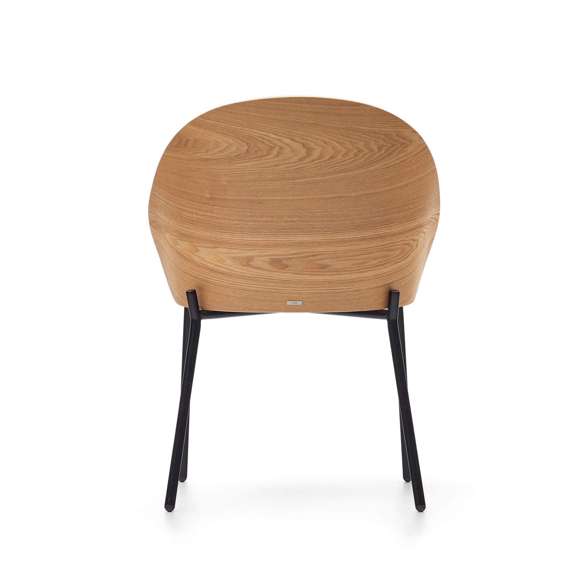 Eamy chair light grey chenille and ash wood veneer with a natural finish and black metal - Product Image
