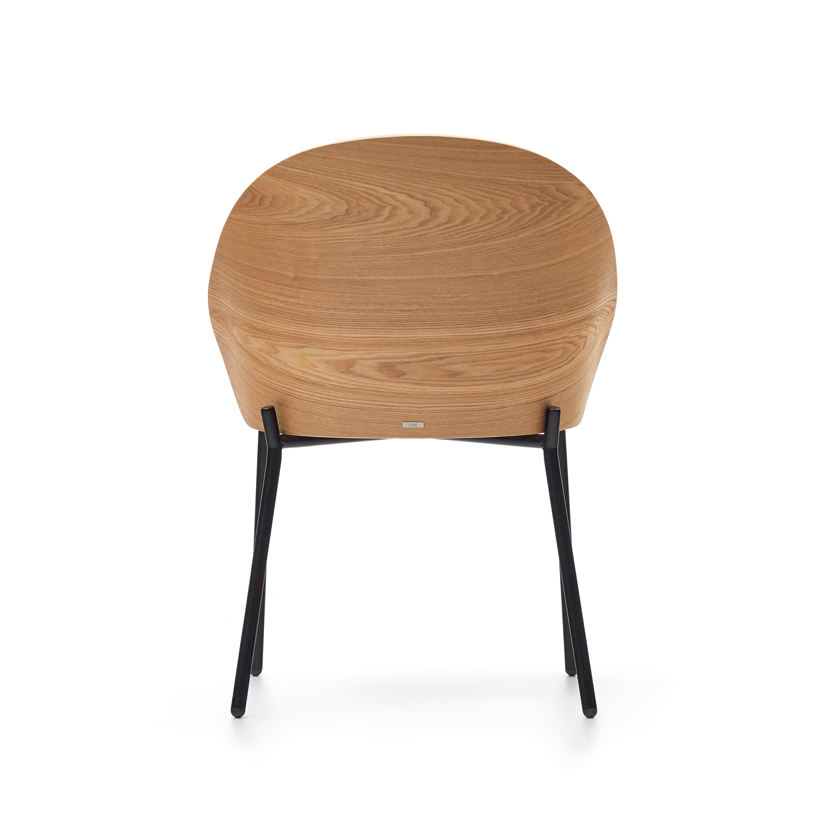 Eamy chair light grey chenille and ash wood veneer with a natural finish and black metal - Product Image