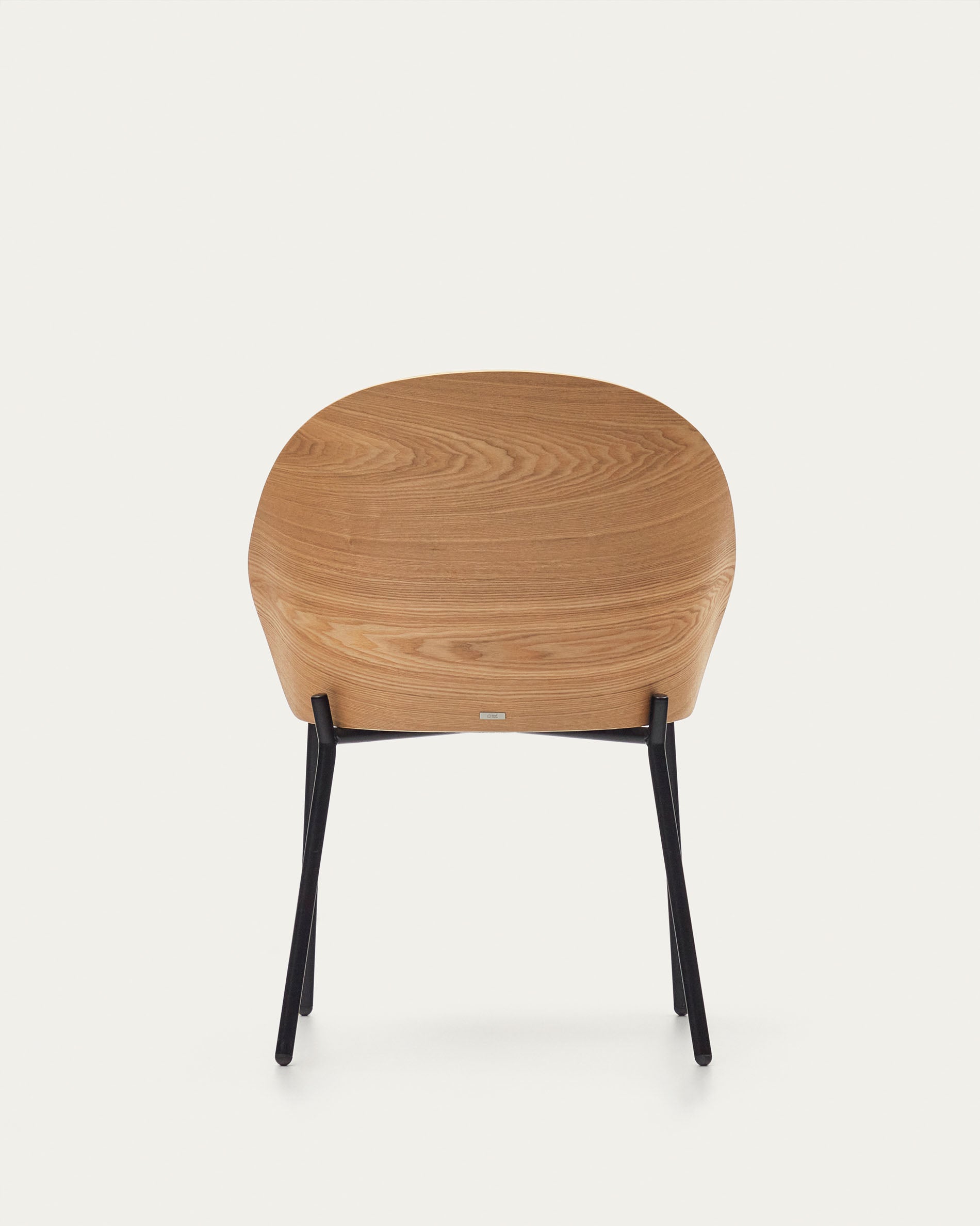 Eamy chair light grey chenille and ash wood veneer with a natural finish and black metal - Product View