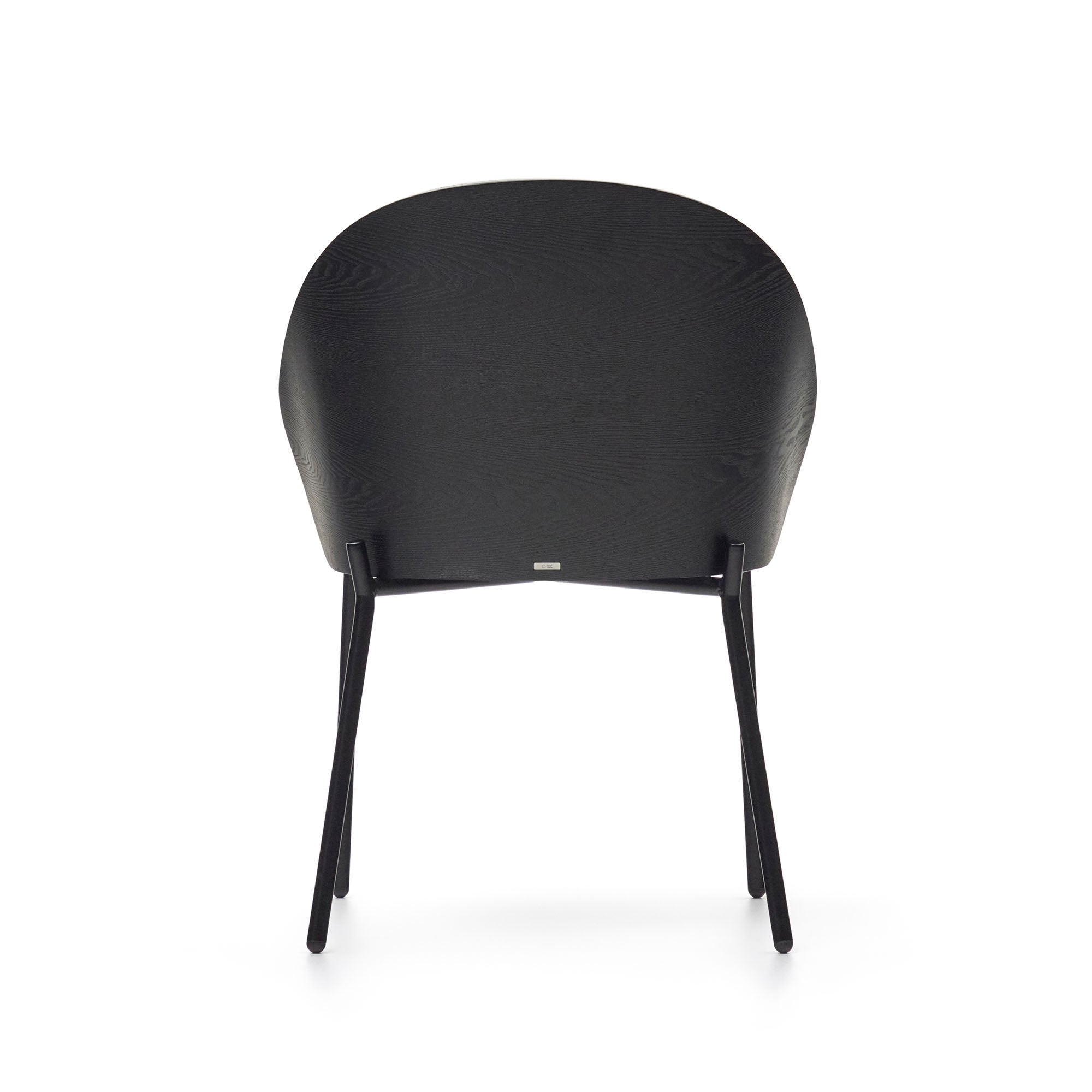 Eamy chair light grey chenilla and ash wood veneer with a black finish and black metal - Product Image