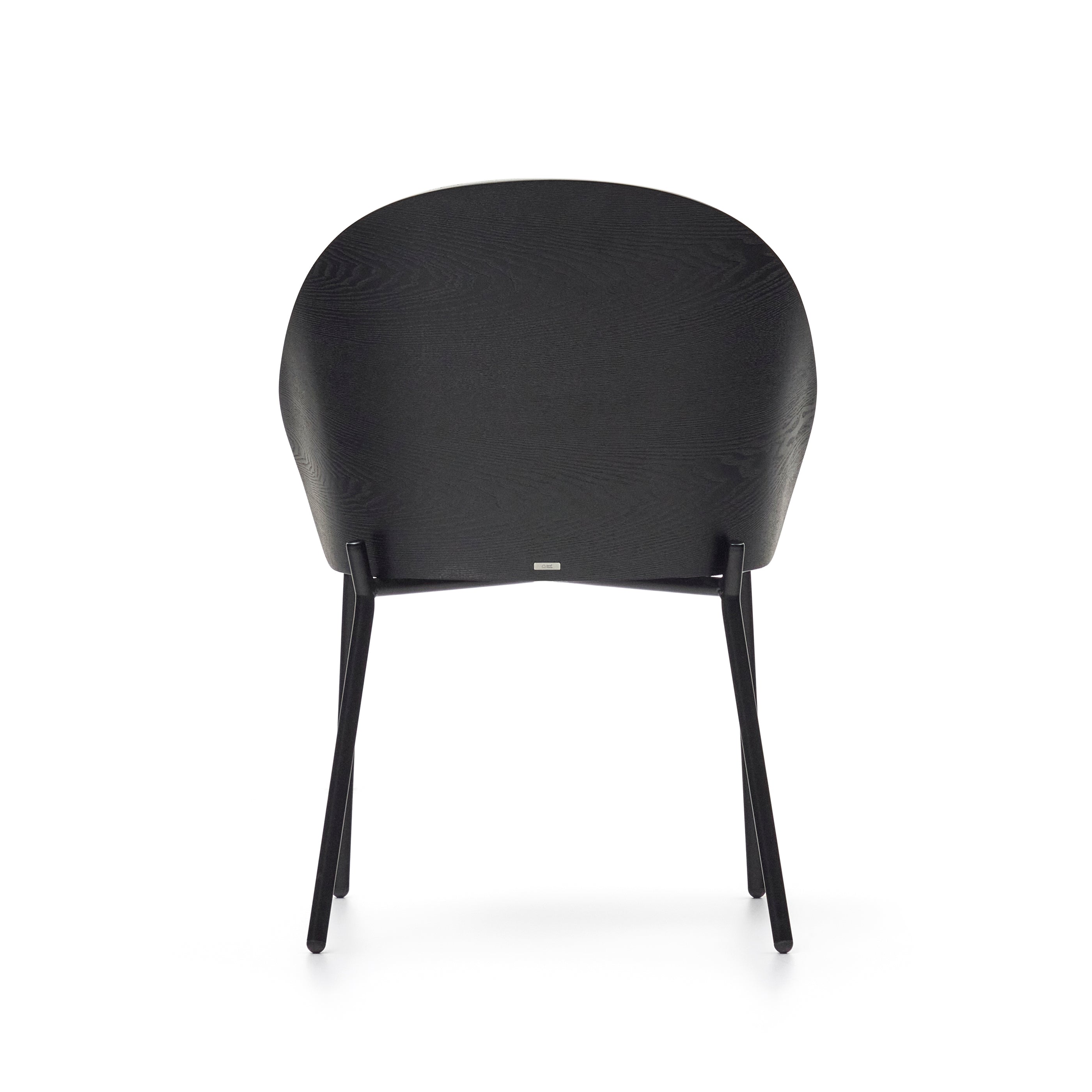 Eamy chair light grey chenilla and ash wood veneer with a black finish and black metal - Product Image