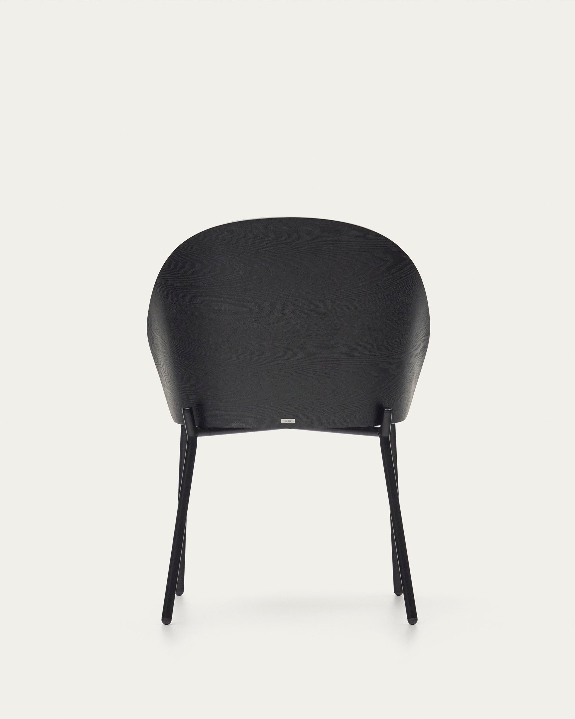 Eamy chair light grey chenilla and ash wood veneer with a black finish and black metal - Product View