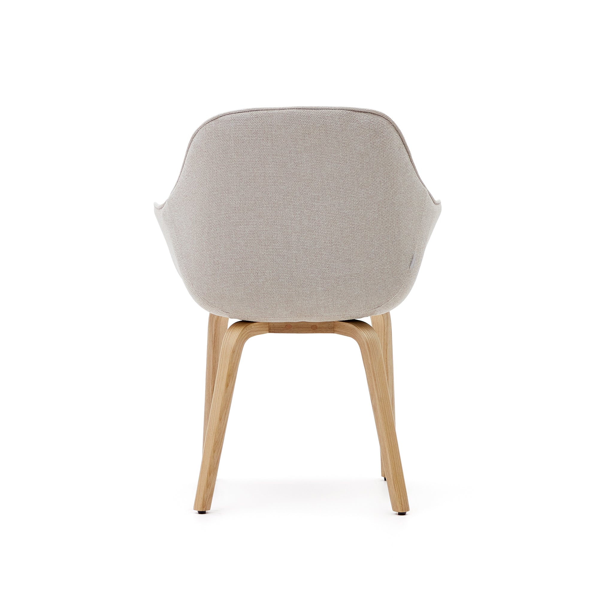Aleli beige chenille chair with solid ash wood legs and natural finish - Product Image