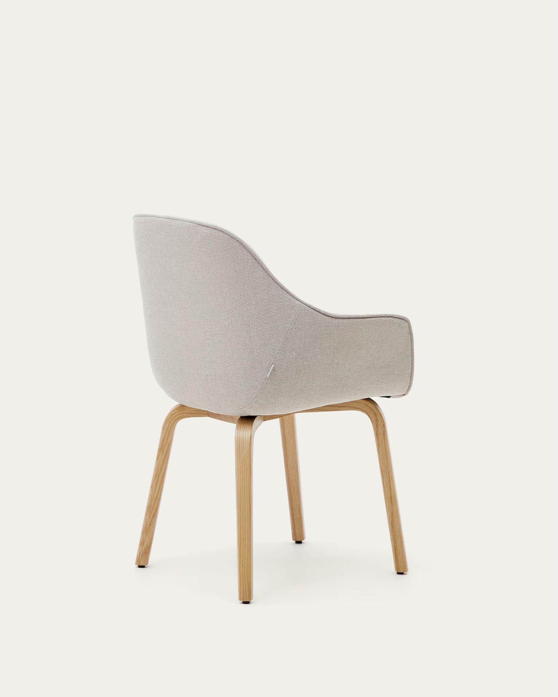 Aleli chair in beige shearling with solid ash wood legs and natural finish