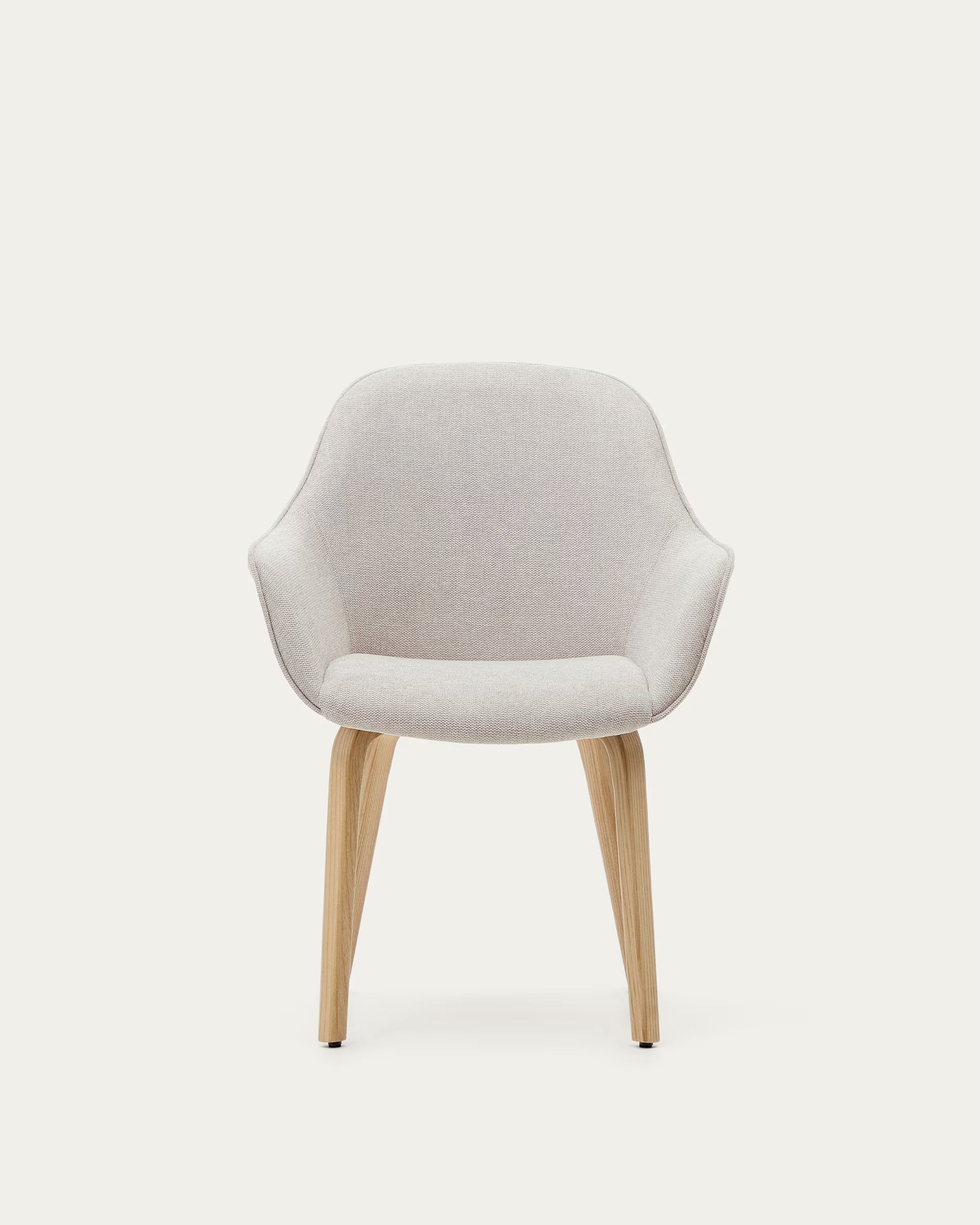 Aleli chair in beige shearling with solid ash wood legs and natural finish