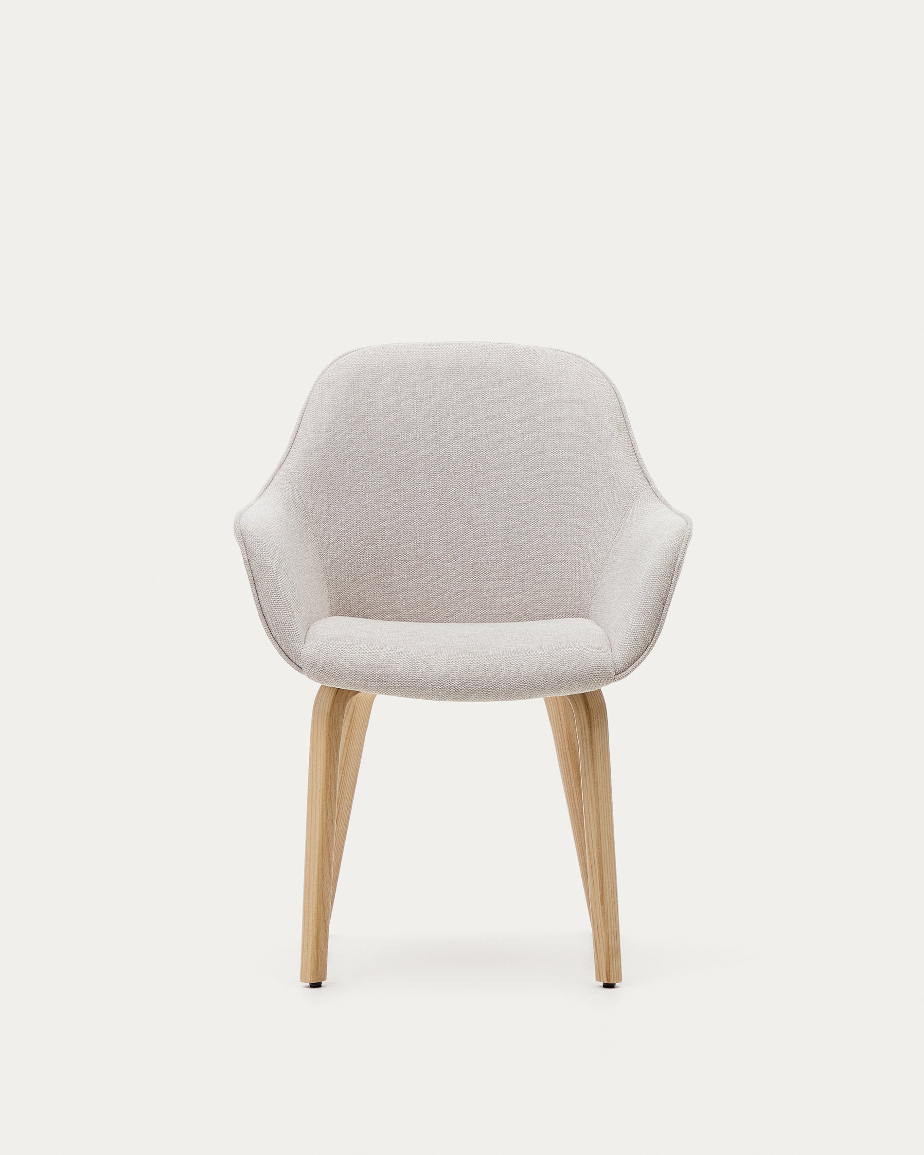 Aleli beige chenille chair with solid ash wood legs and natural finish - Product View