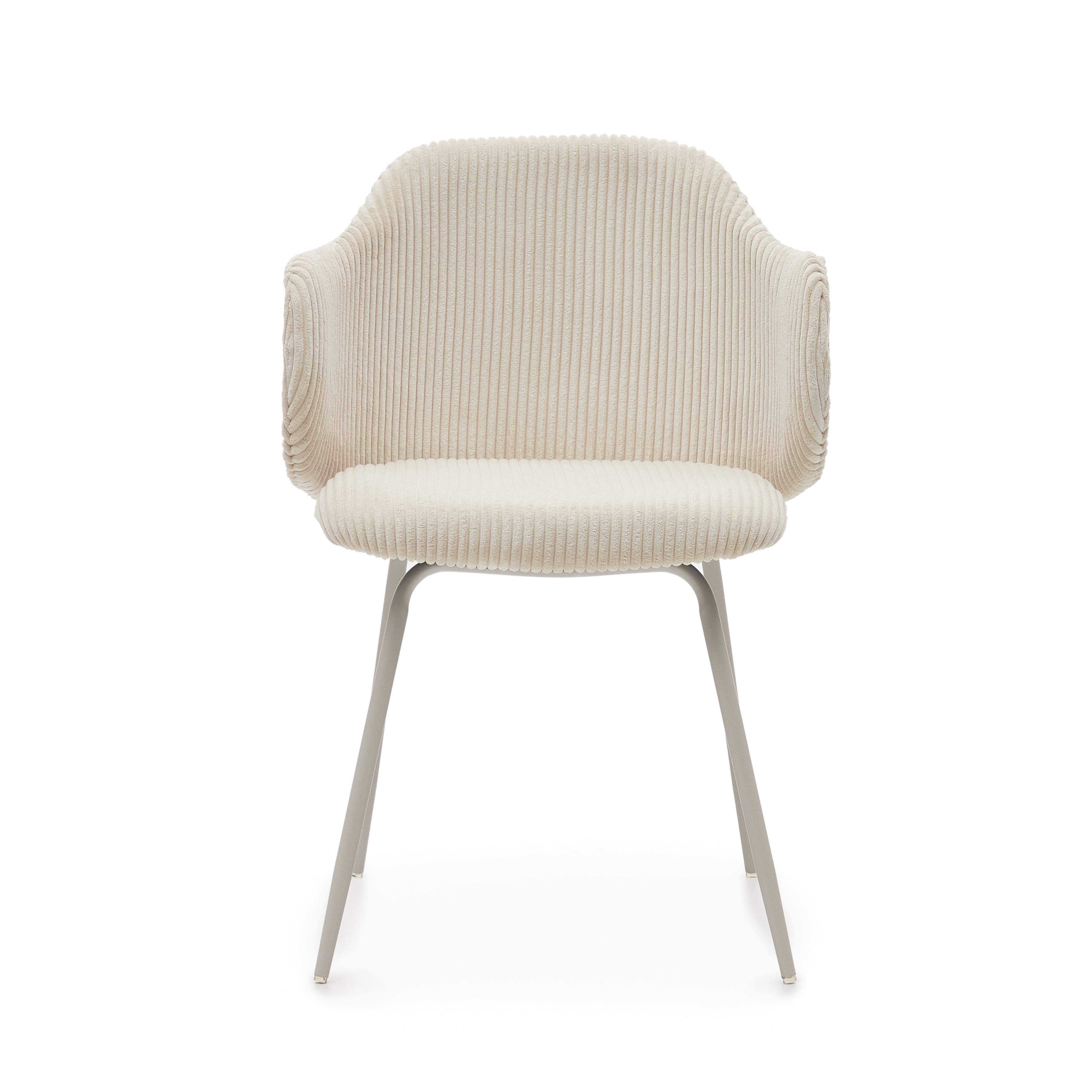 Yunia chair in beige wide seam corduroy with steel legs in a powder coated beige finish FSC 100% - Product Image