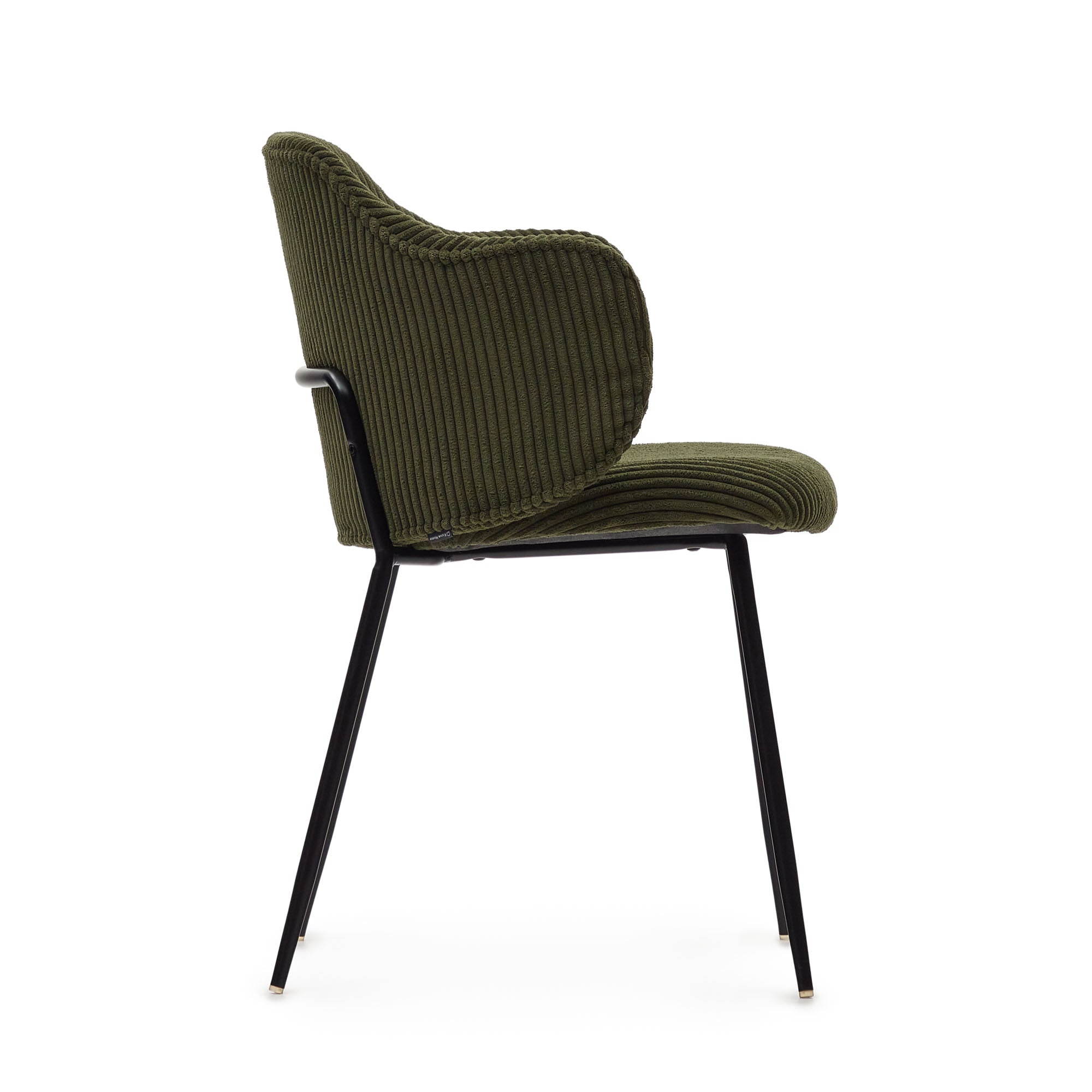 Yunia chair in green wide seam corduroy with steel legs in a painted black finish FR - Product Image