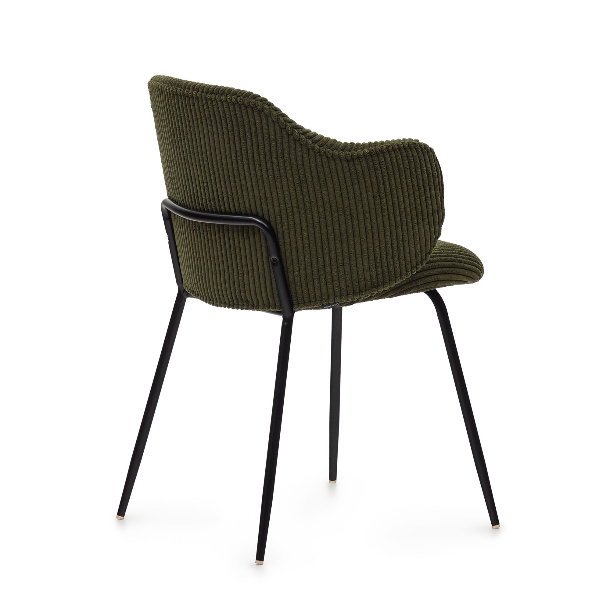 Yunia chair in green wide seam corduroy with steel legs in a painted black finish FR - Product Image