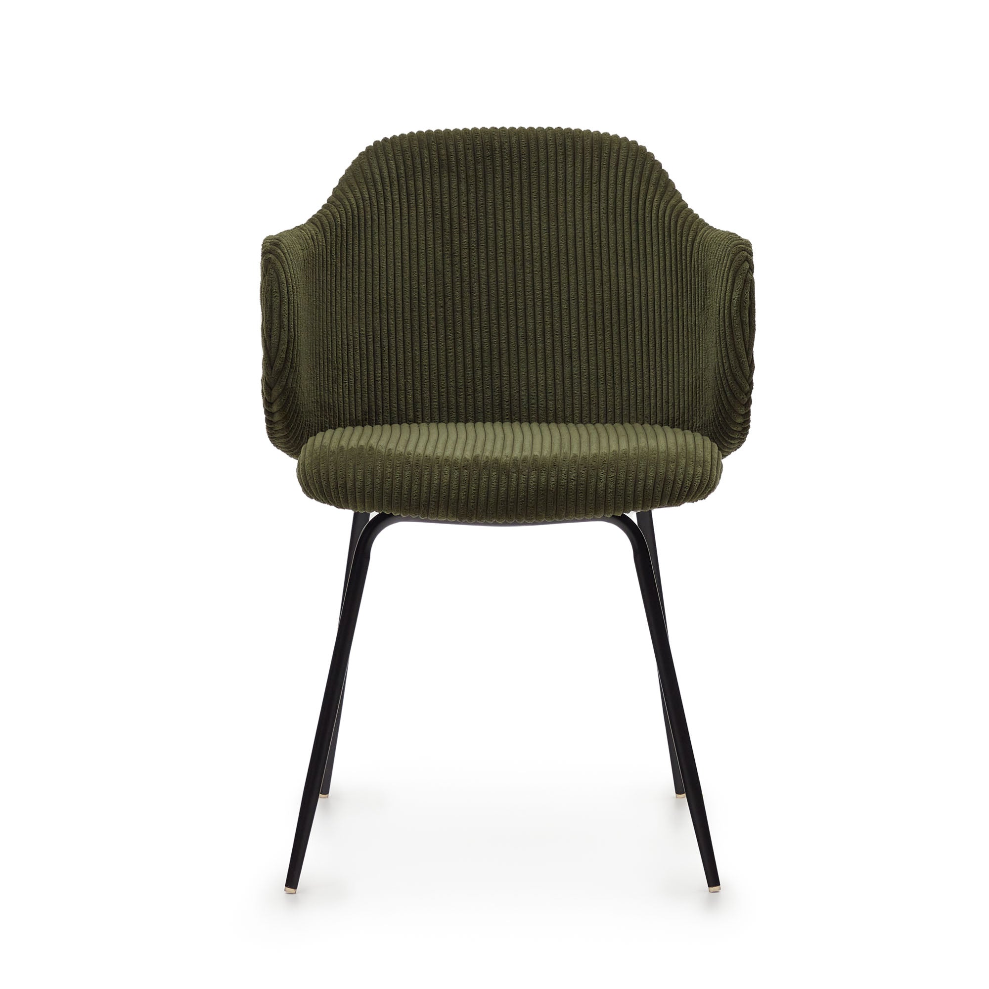 Yunia chair in green wide seam corduroy with steel legs in a painted black finish FR - Product Image