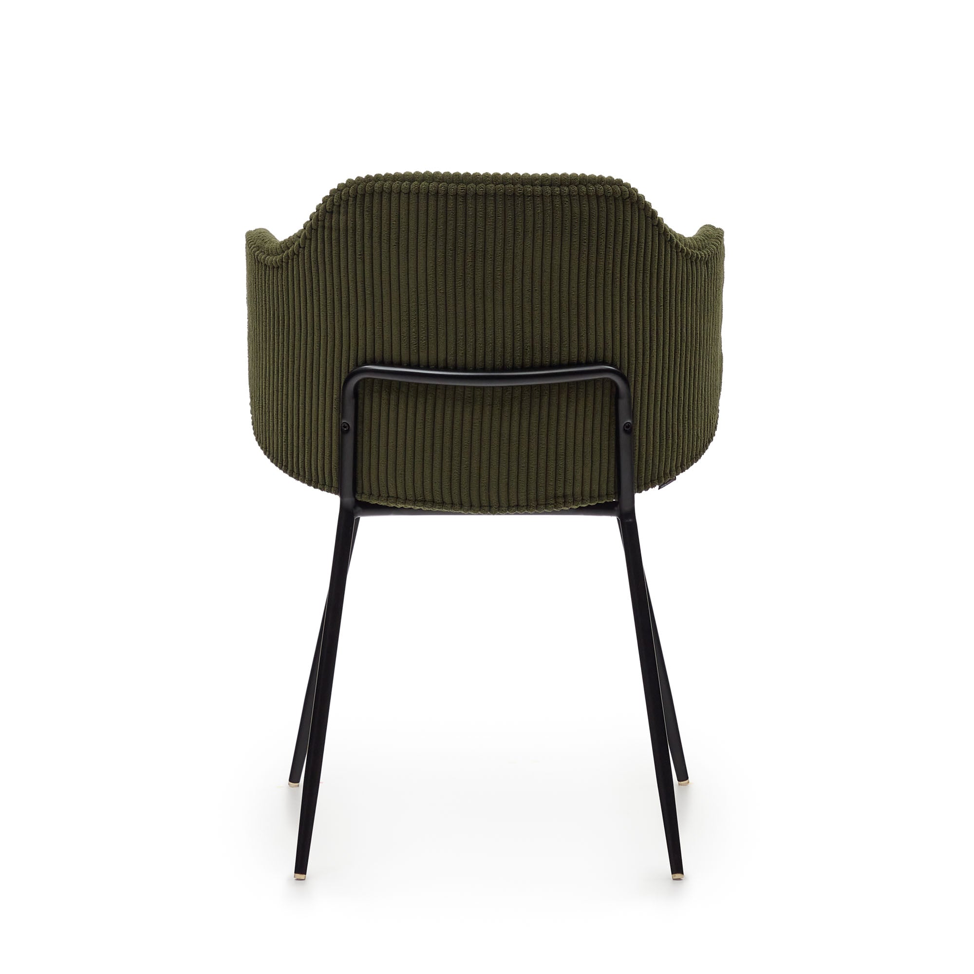 Yunia chair in green wide seam corduroy with steel legs in a painted black finish FR - Product Image