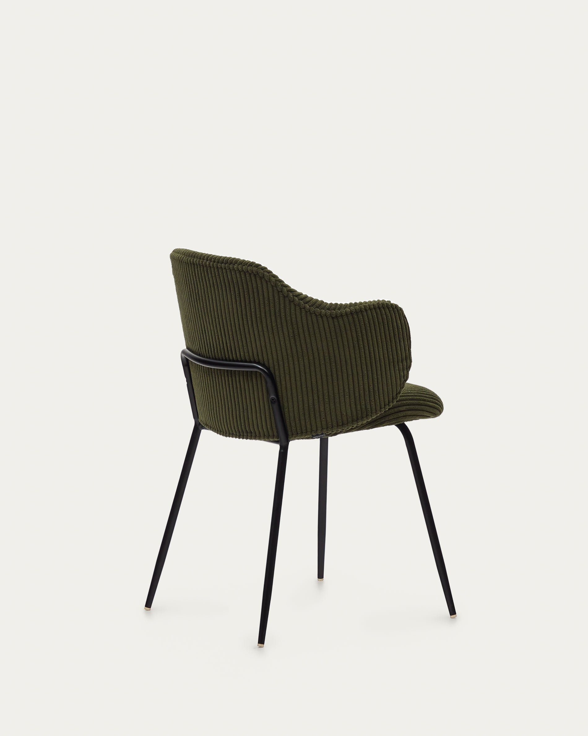 Yunia chair in green wide seam corduroy with steel legs in a painted black finish FR - Product View